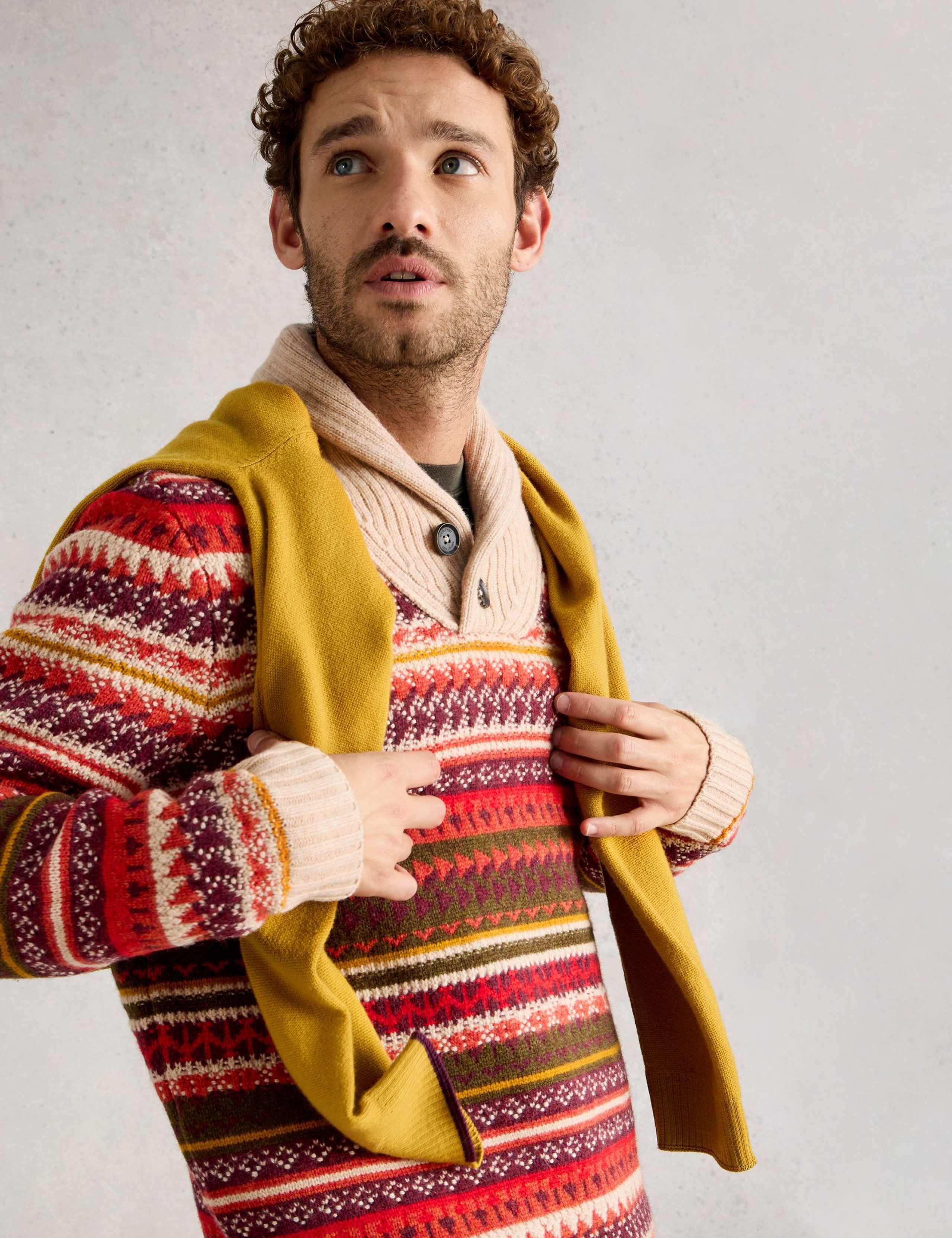 Lambswool Rich Fair Isle Shawl Neck Jumper 5 of 6
