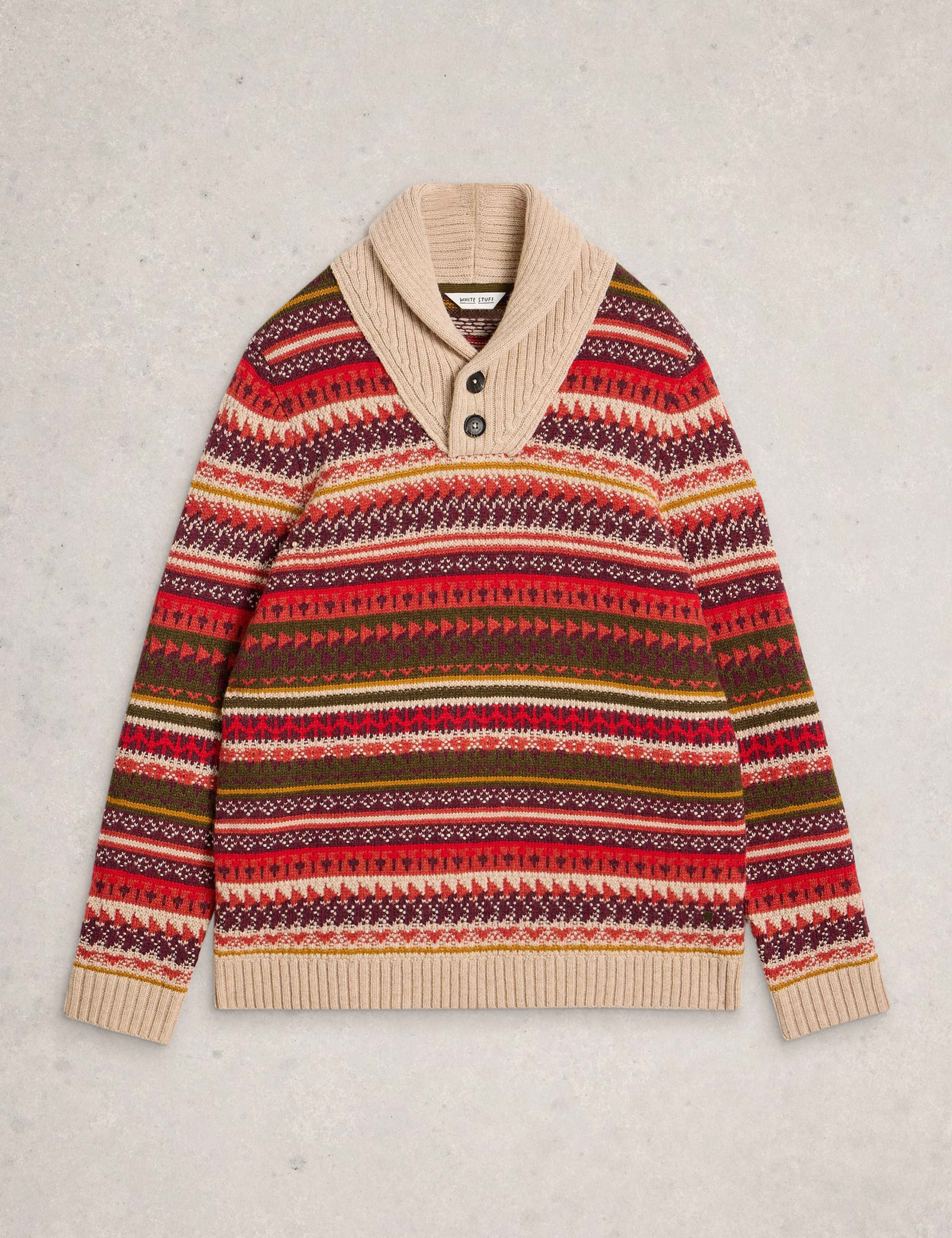 Lambswool Rich Fair Isle Shawl Neck Jumper 2 of 6