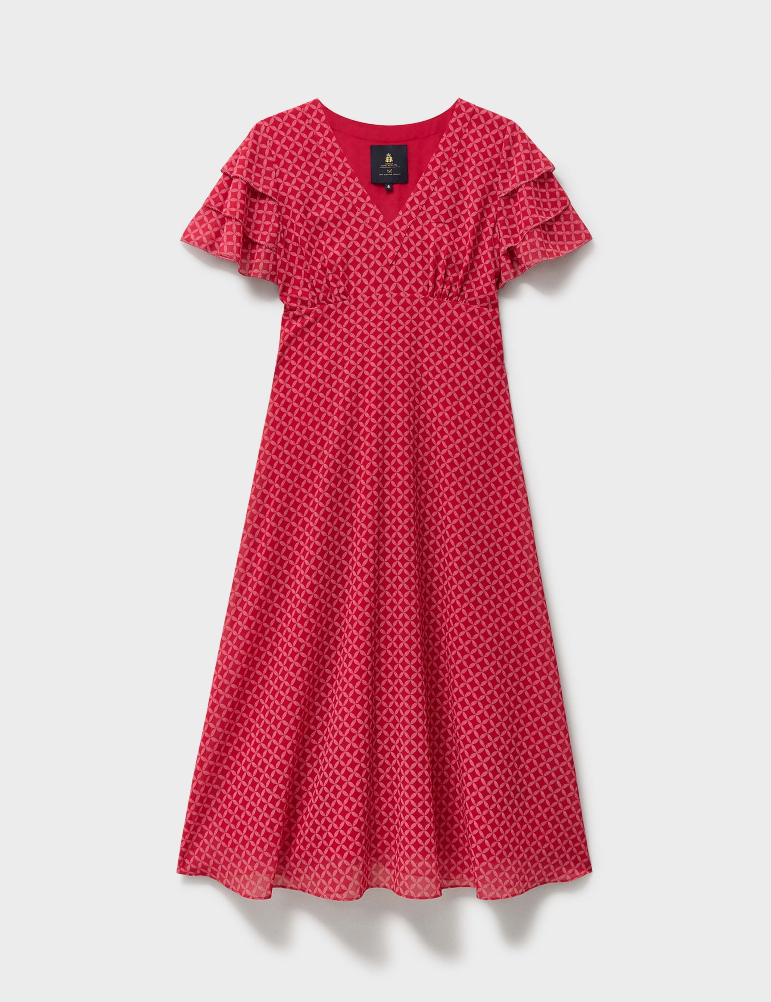 Geometric V-Neck Midi Tea Dress 2 of 5