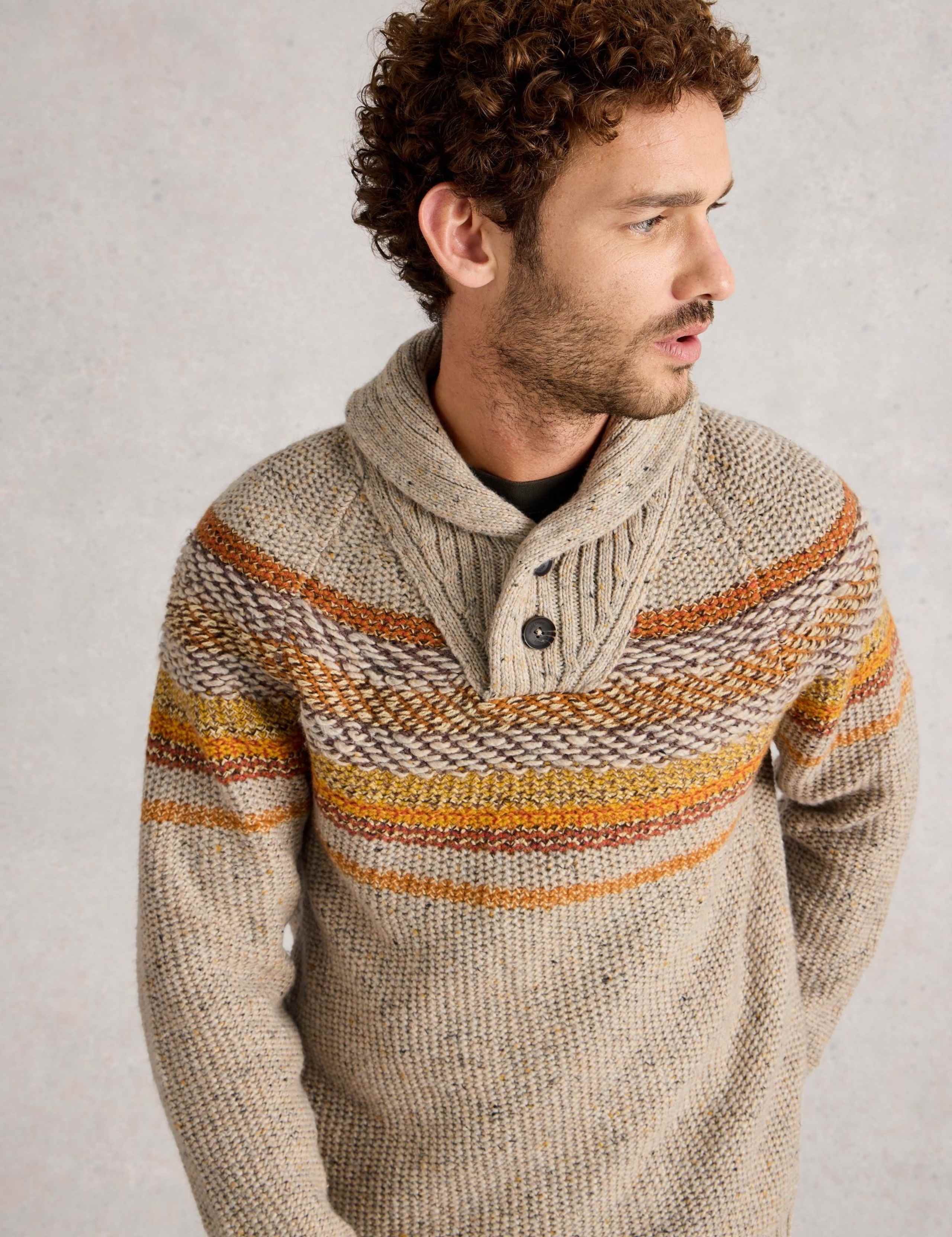 Textured Striped Shawl Neck Jumper 3 of 6