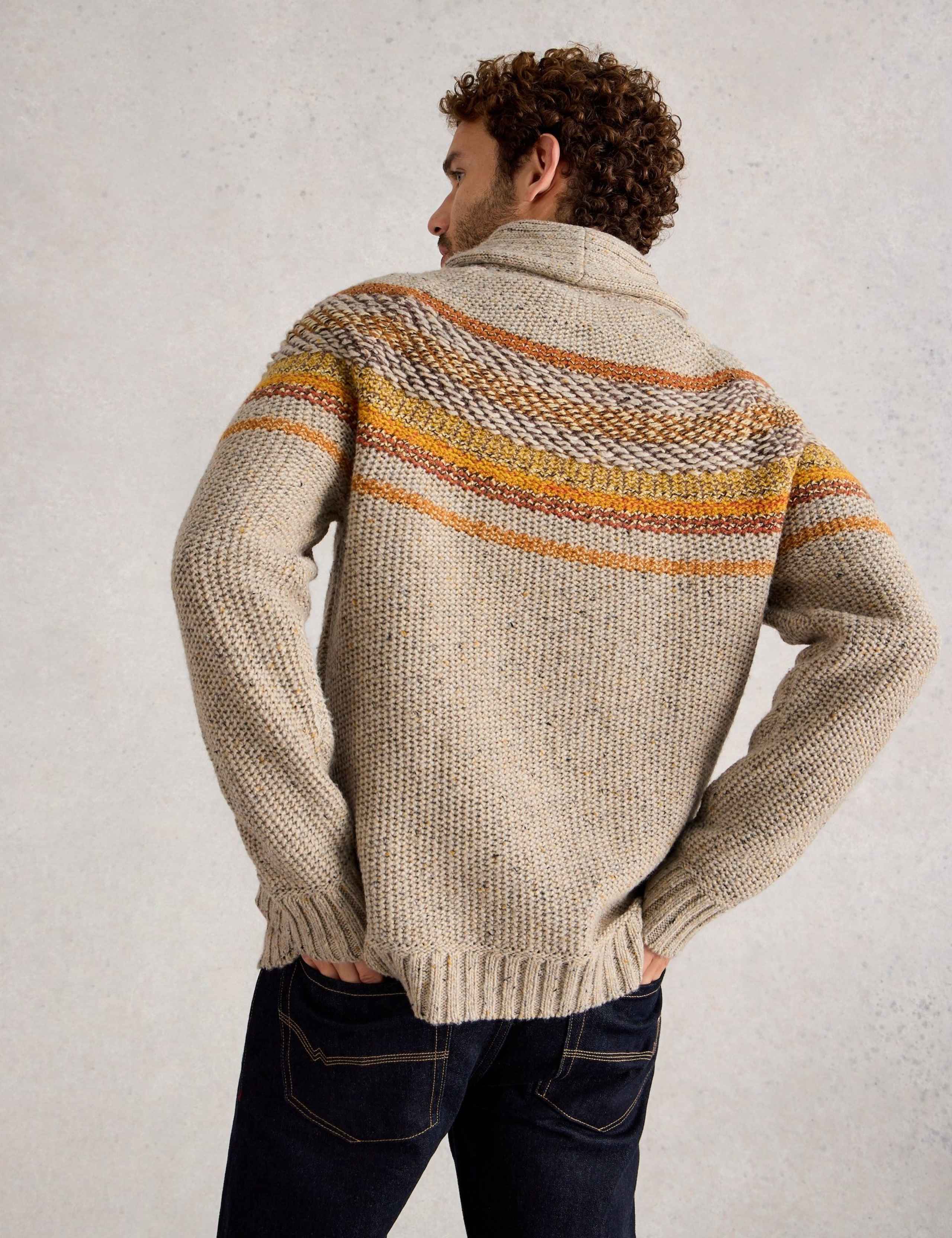 Textured Striped Shawl Neck Jumper 4 of 6