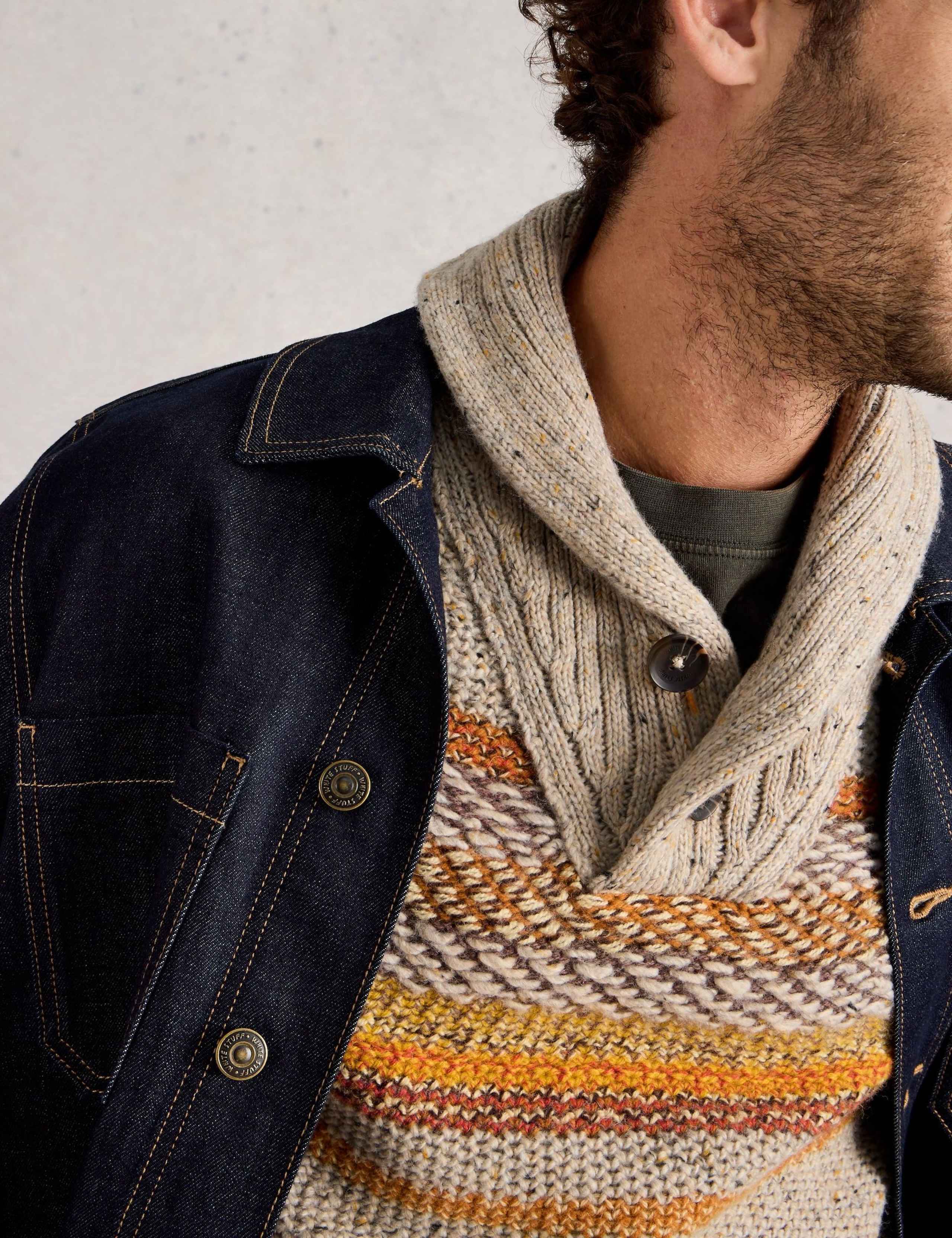 Textured Striped Shawl Neck Jumper 5 of 6
