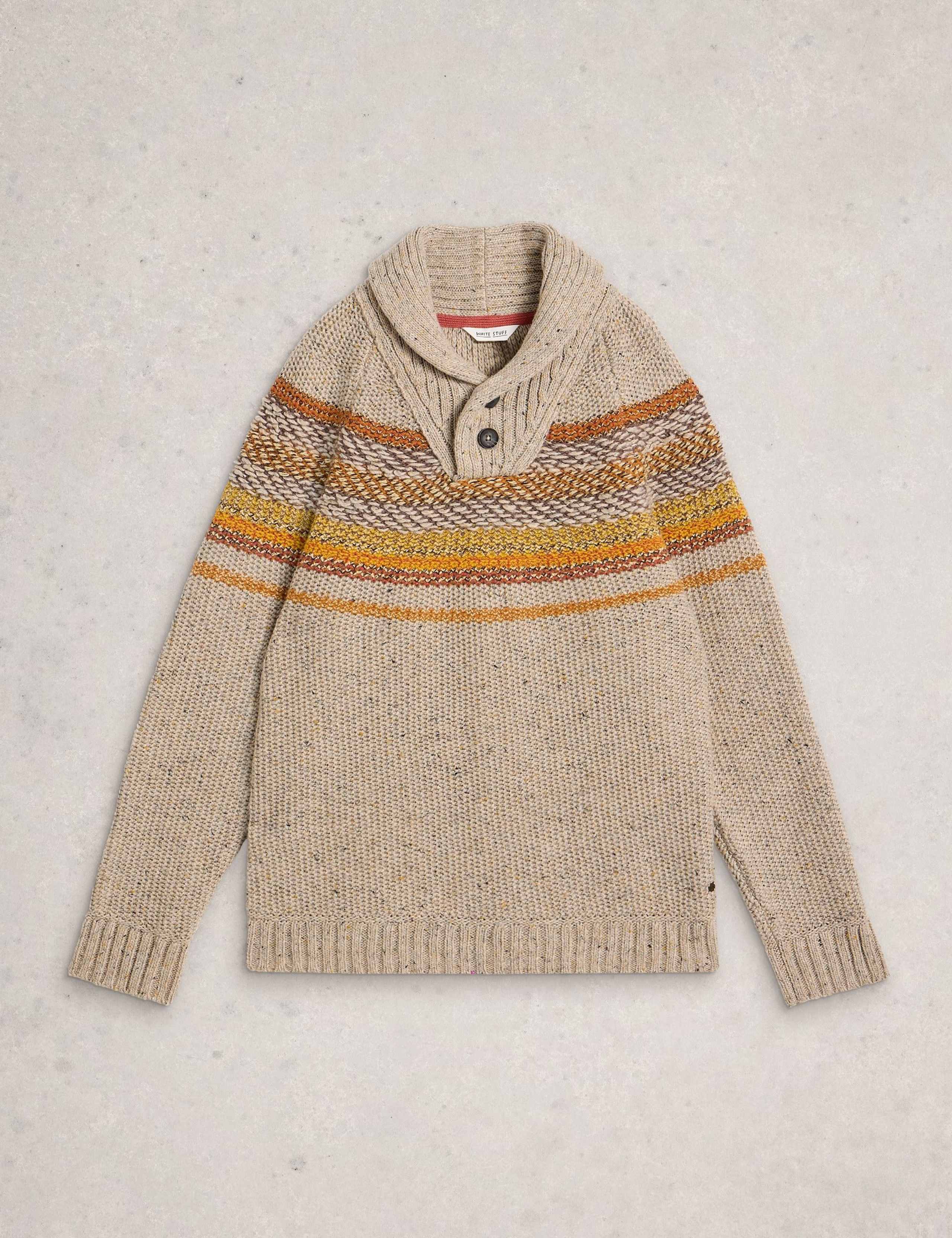 Textured Striped Shawl Neck Jumper 2 of 6
