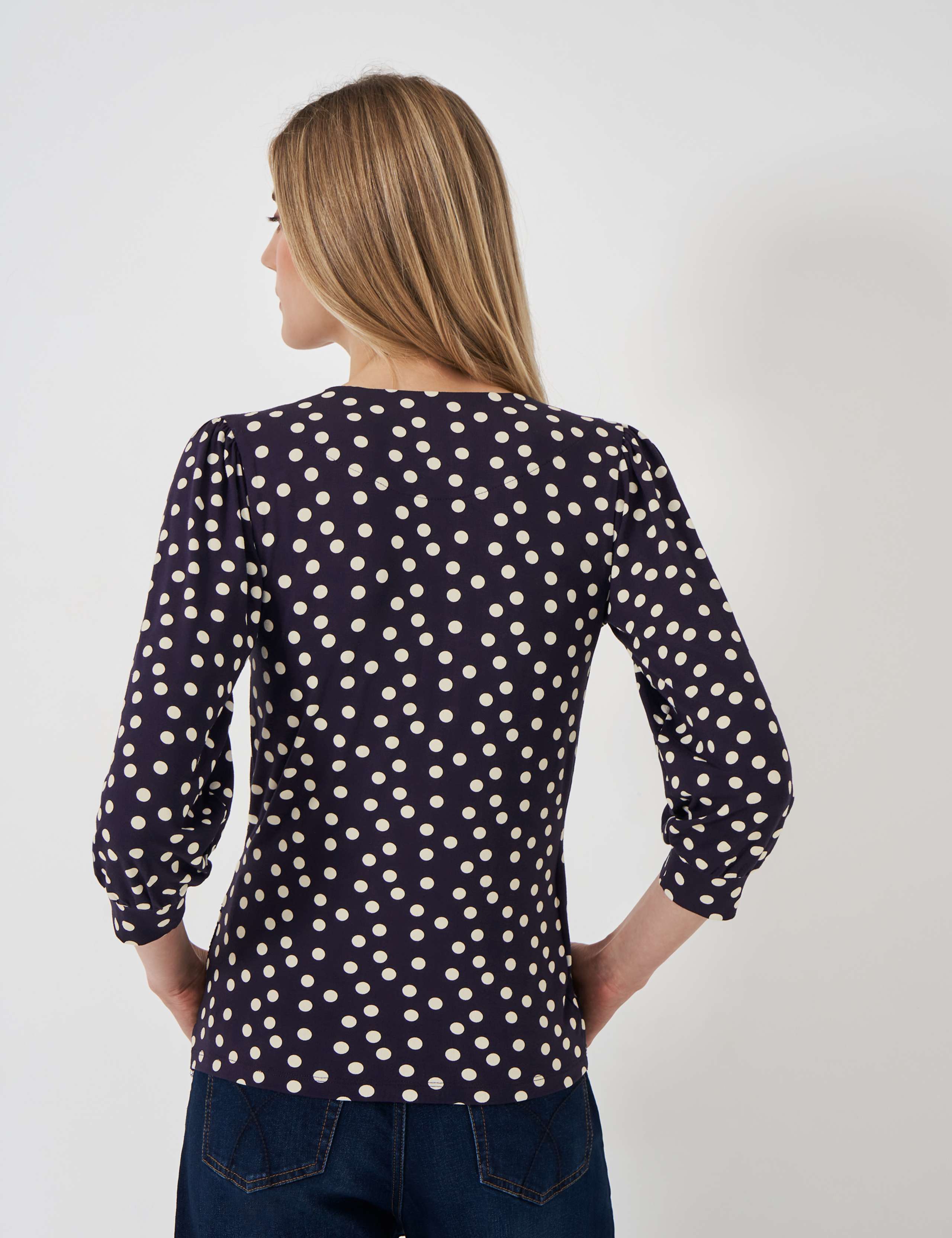 Jersey Polka Dot V-Neck Wrap Top 4 of 4
