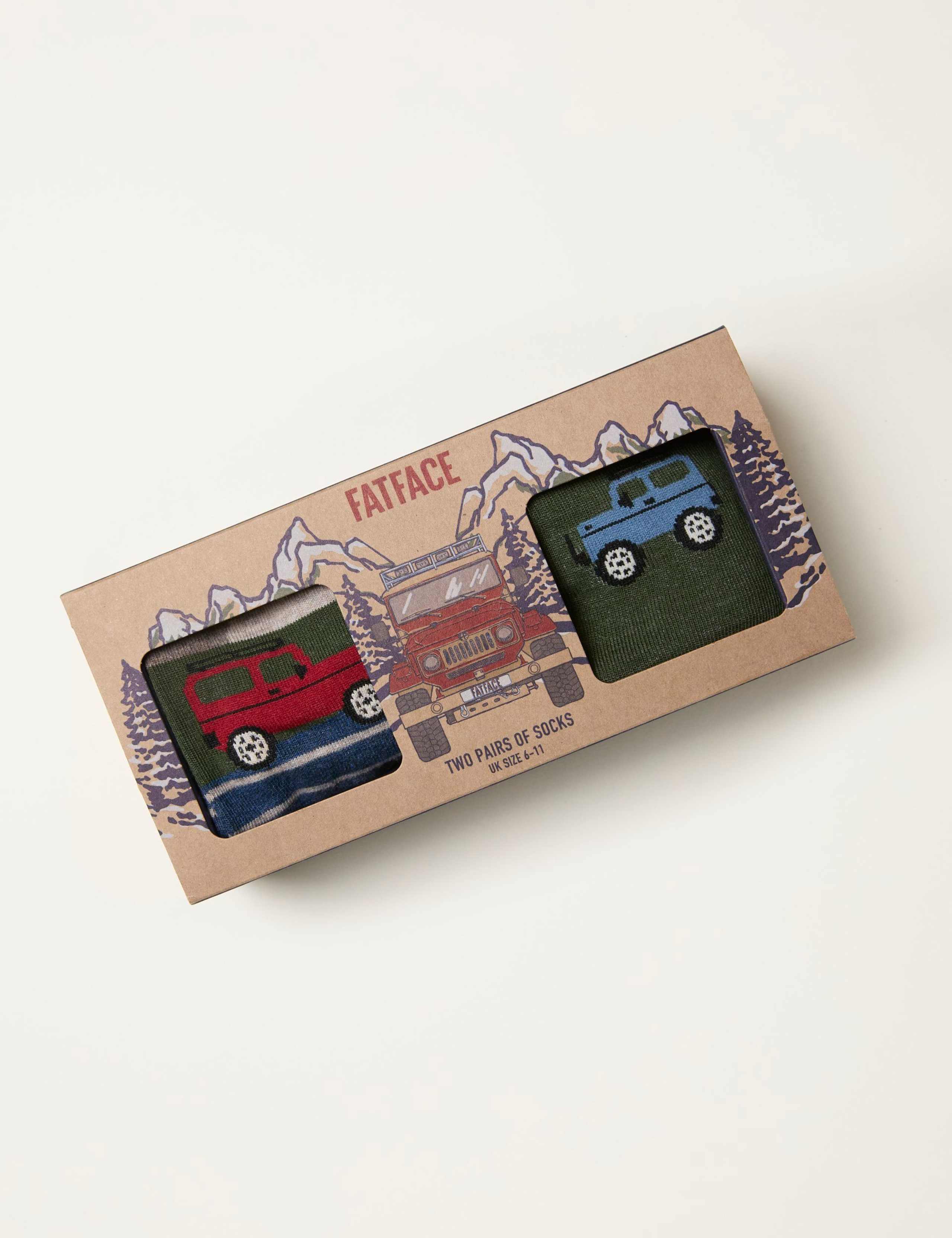 2pk Cotton Rich Car Motif Socks 3 of 3