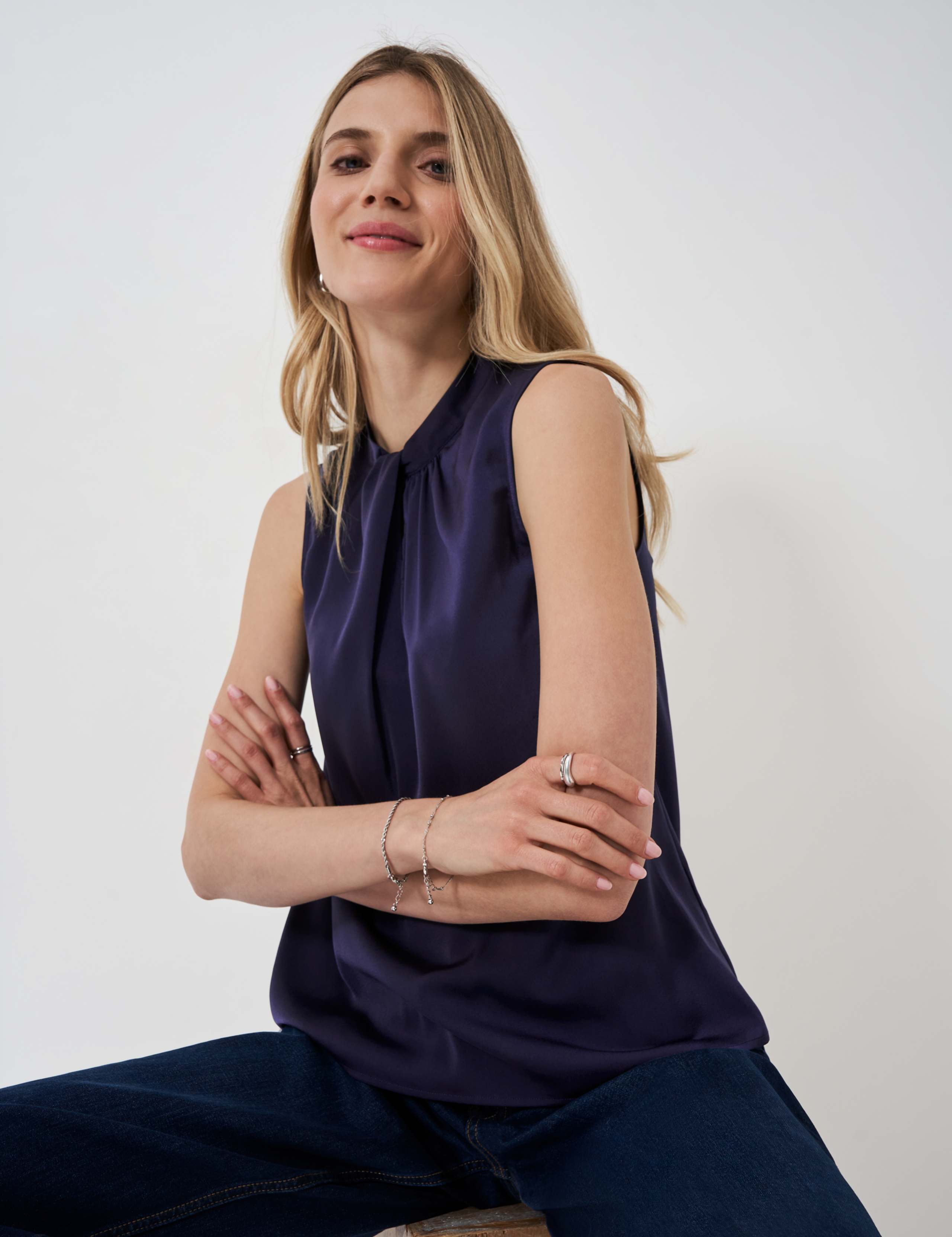 Twist Neck Sleeveless Shell Blouse 1 of 3