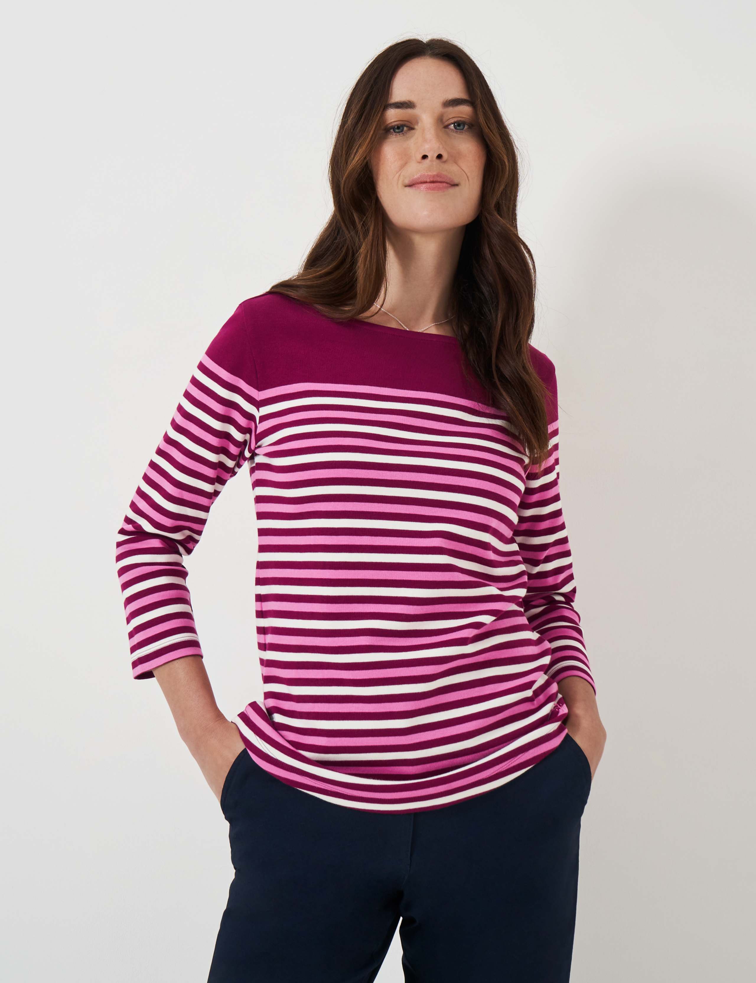 Pure Cotton Striped Crew Neck Top 1 of 4