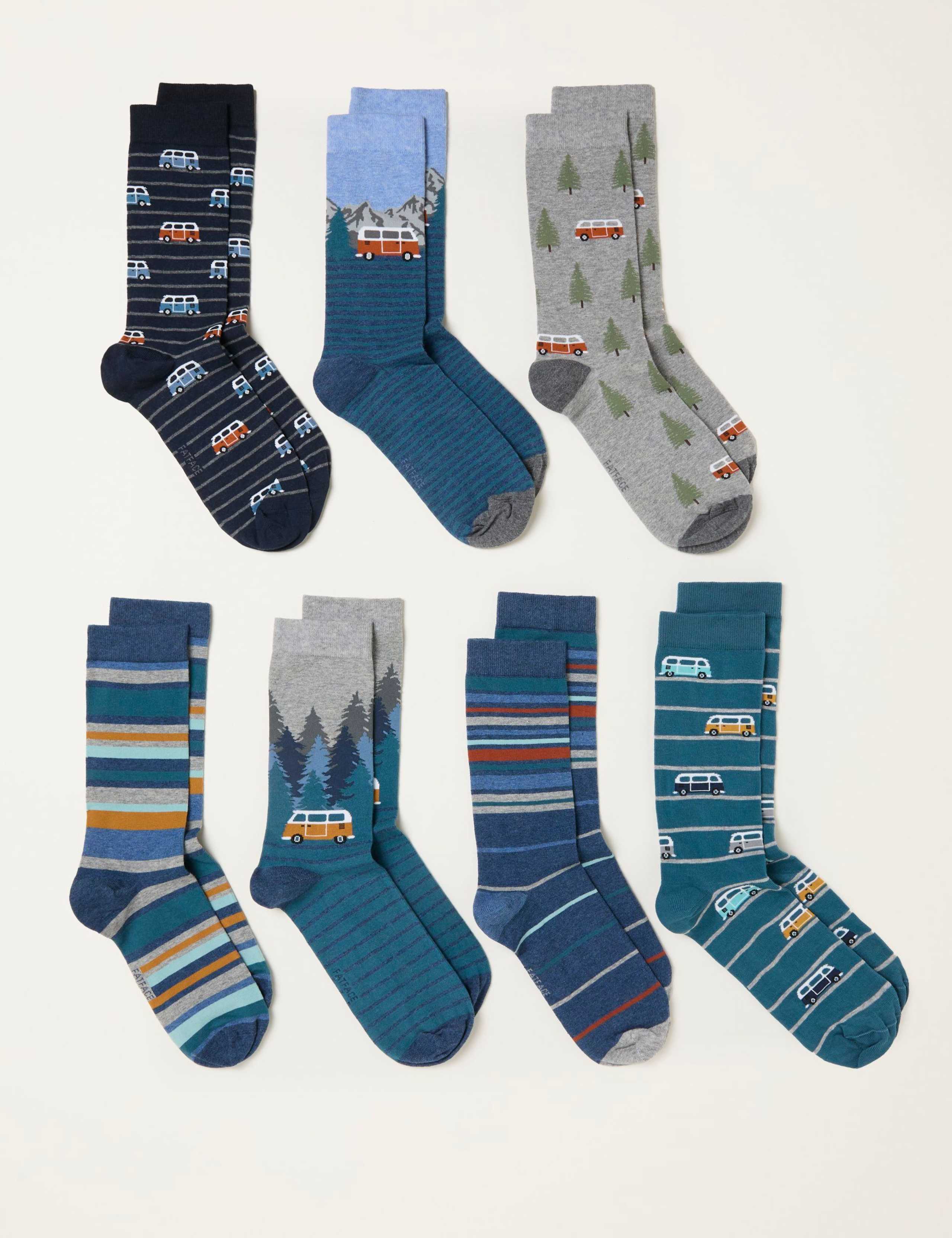 7pk Camper Van Cotton Rich Socks Gift Box 1 of 3