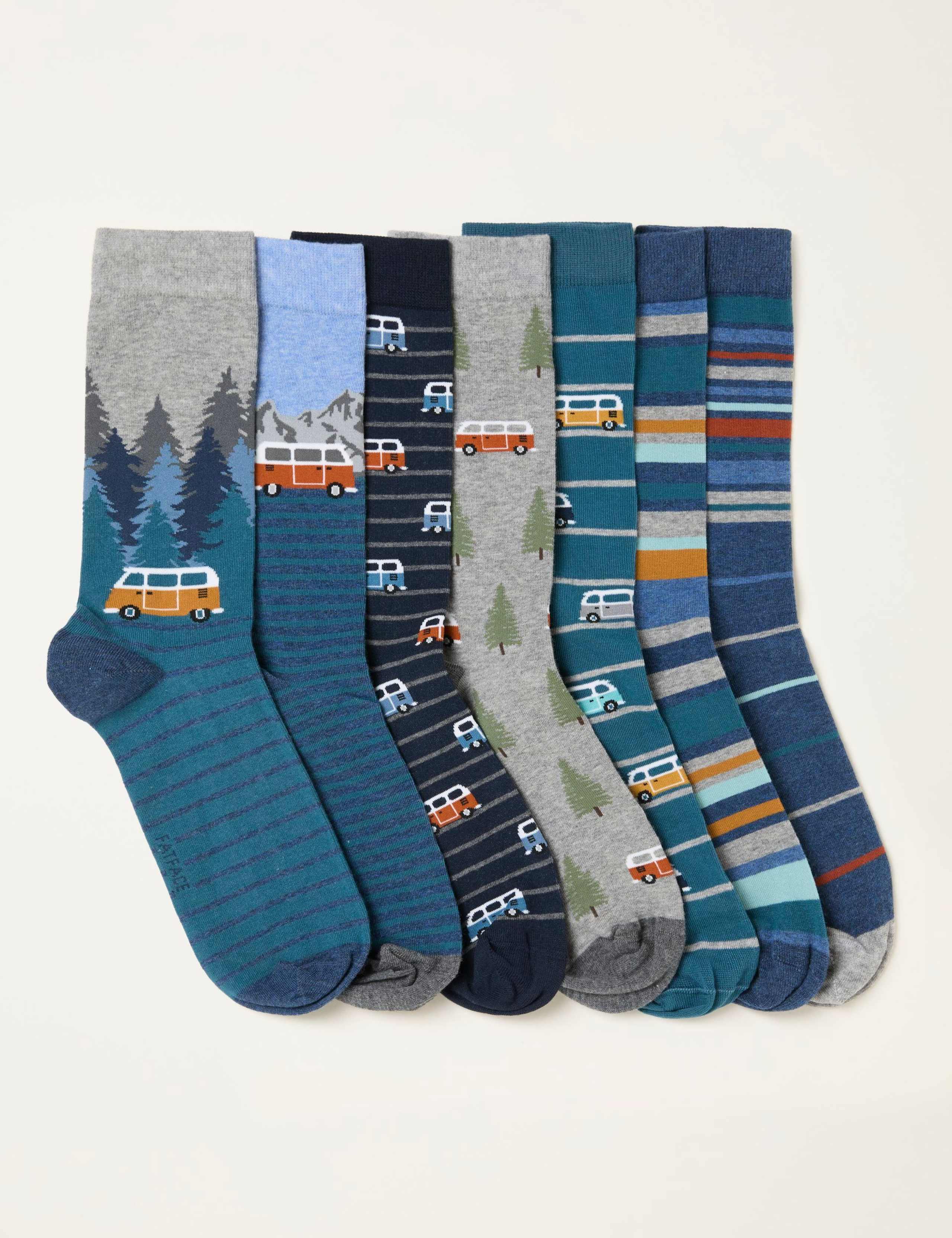 7 Pack Camper Van Cotton Rich Socks Gift Box 2 of 3