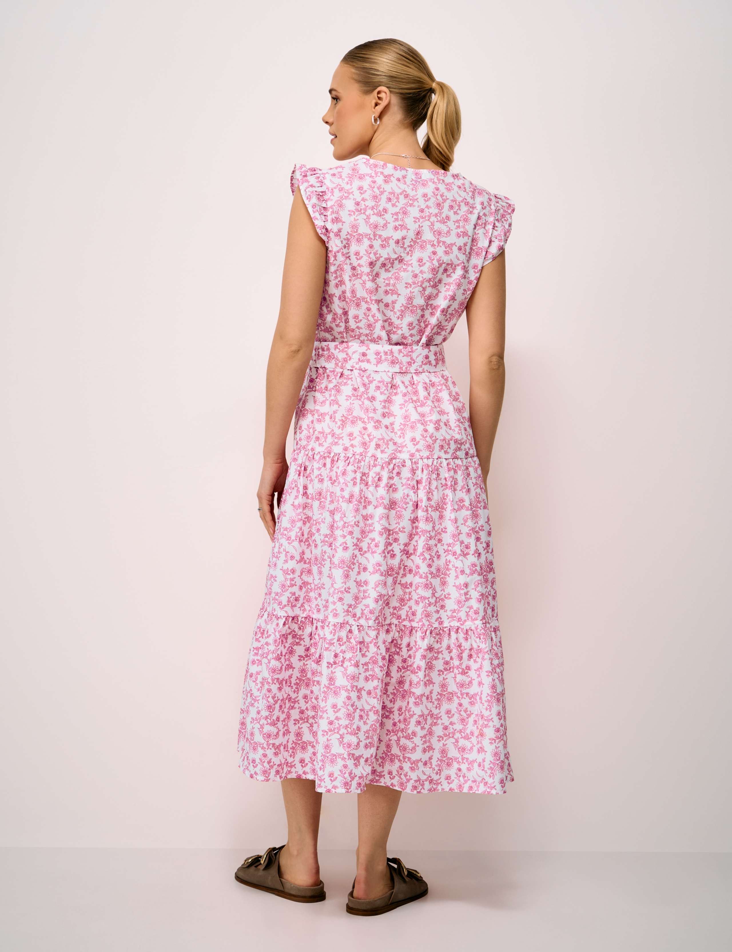 Pure Cotton Floral Notch Neck Midi Tea Dress 4 of 5