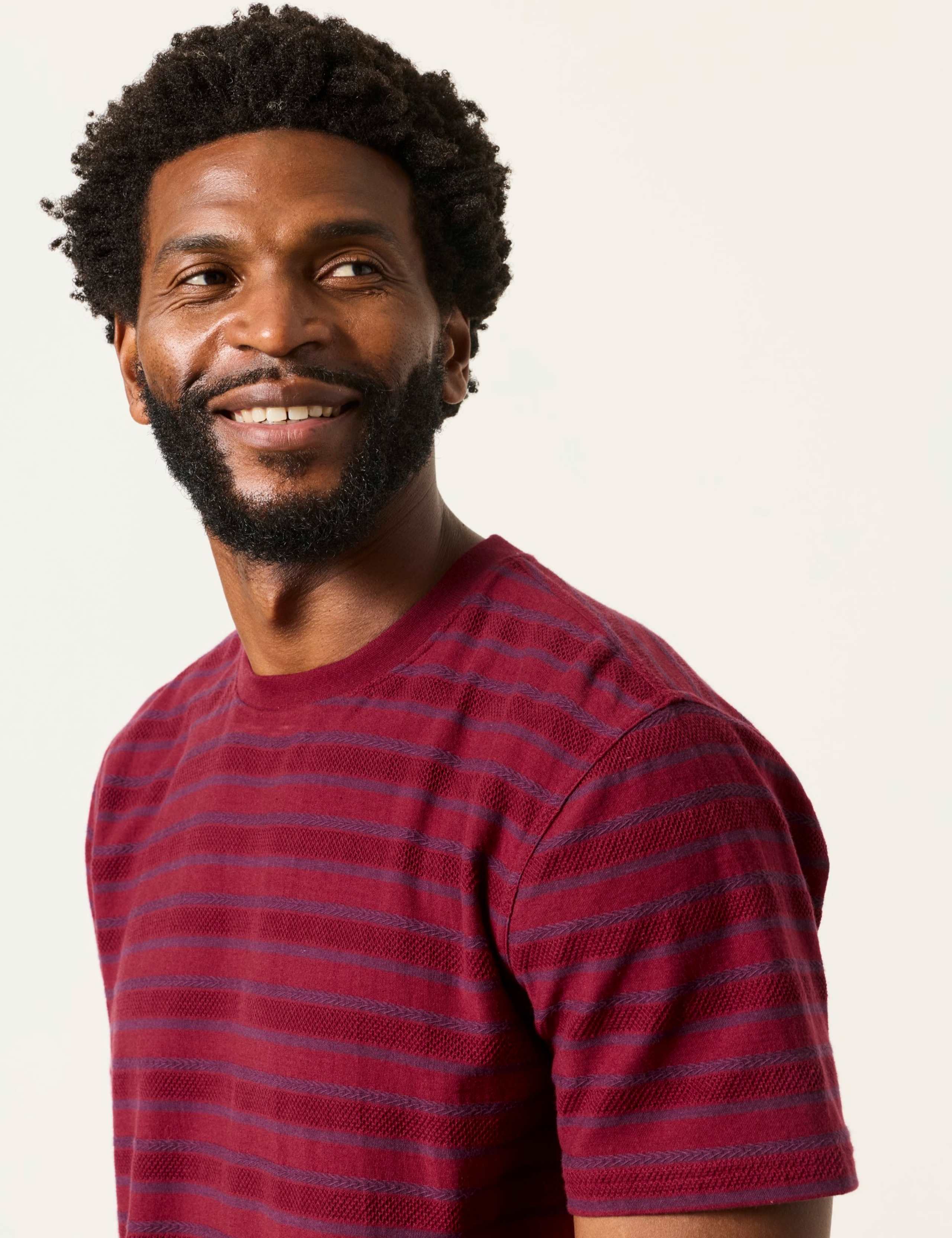 Pure Cotton Textured Striped T-Shirt 5 of 6