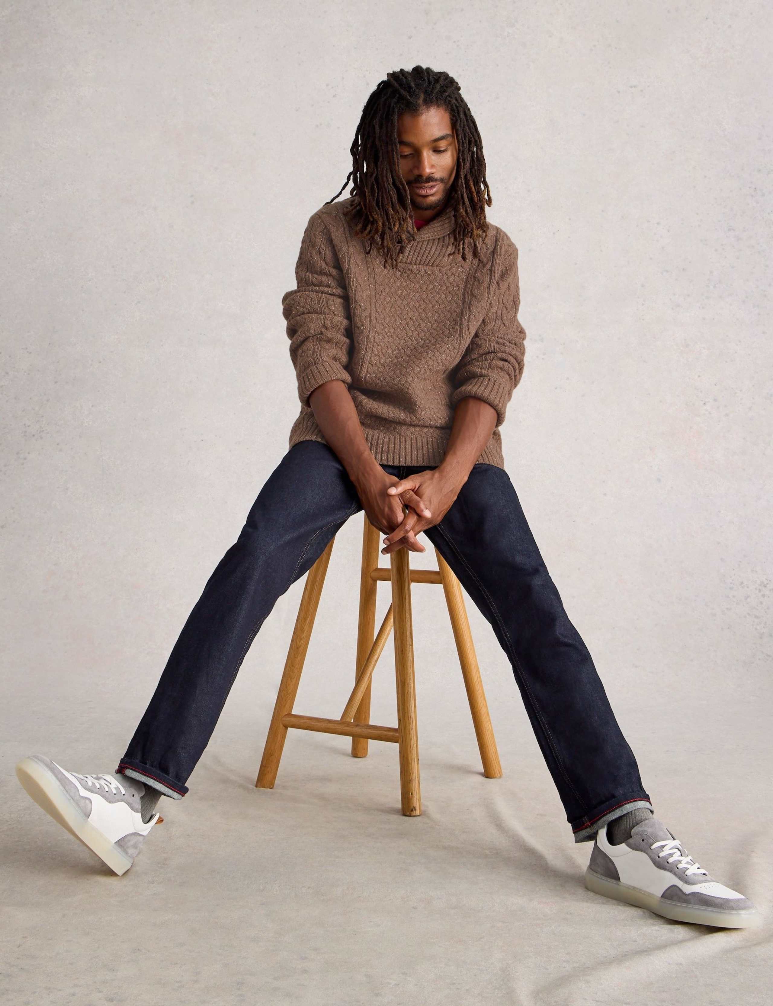 Lambswool Rich Textured Shawl Neck Jumper 5 of 6