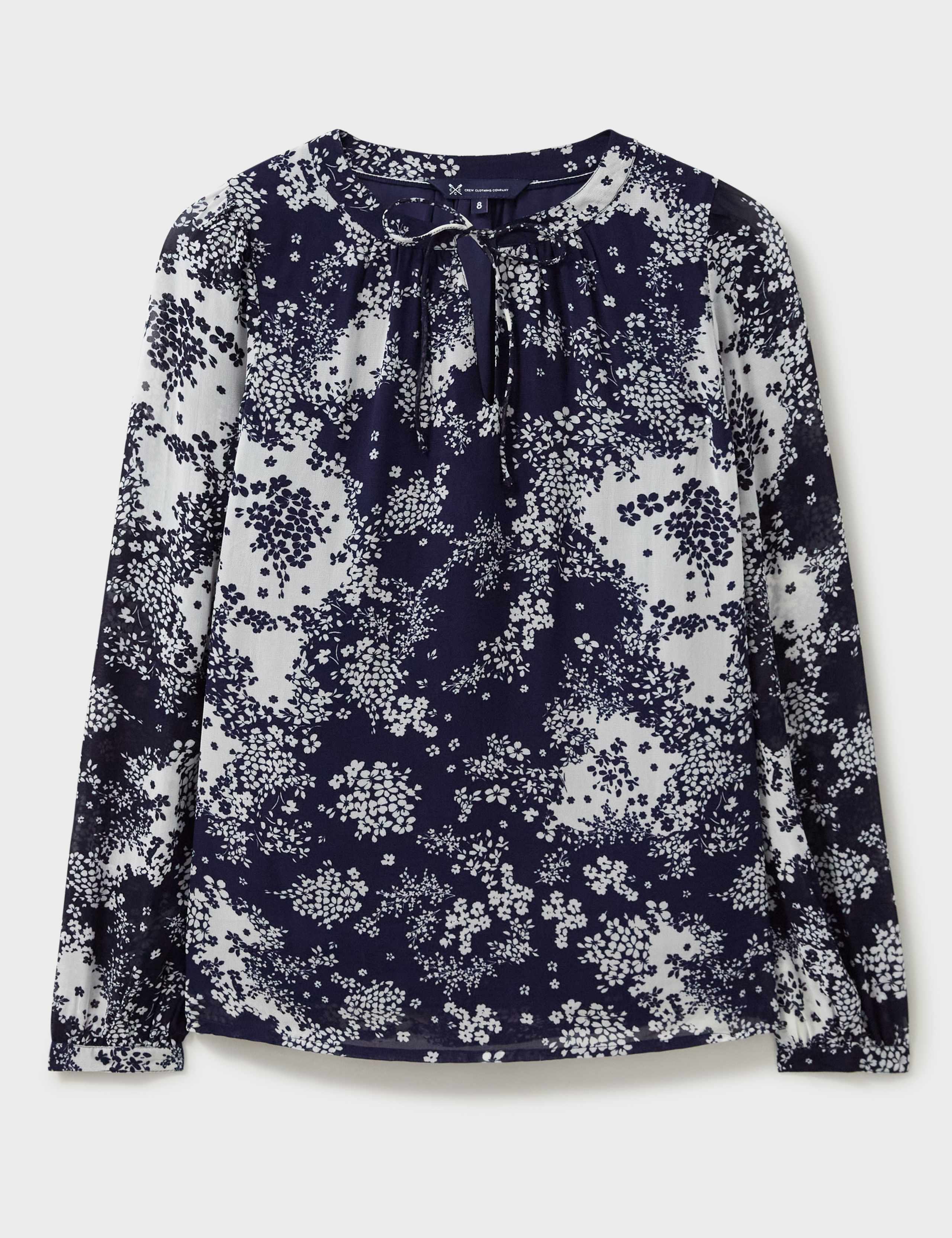 Women's Multicolour Floral Print Tie Neck Long Sleeve Blouse main image 1