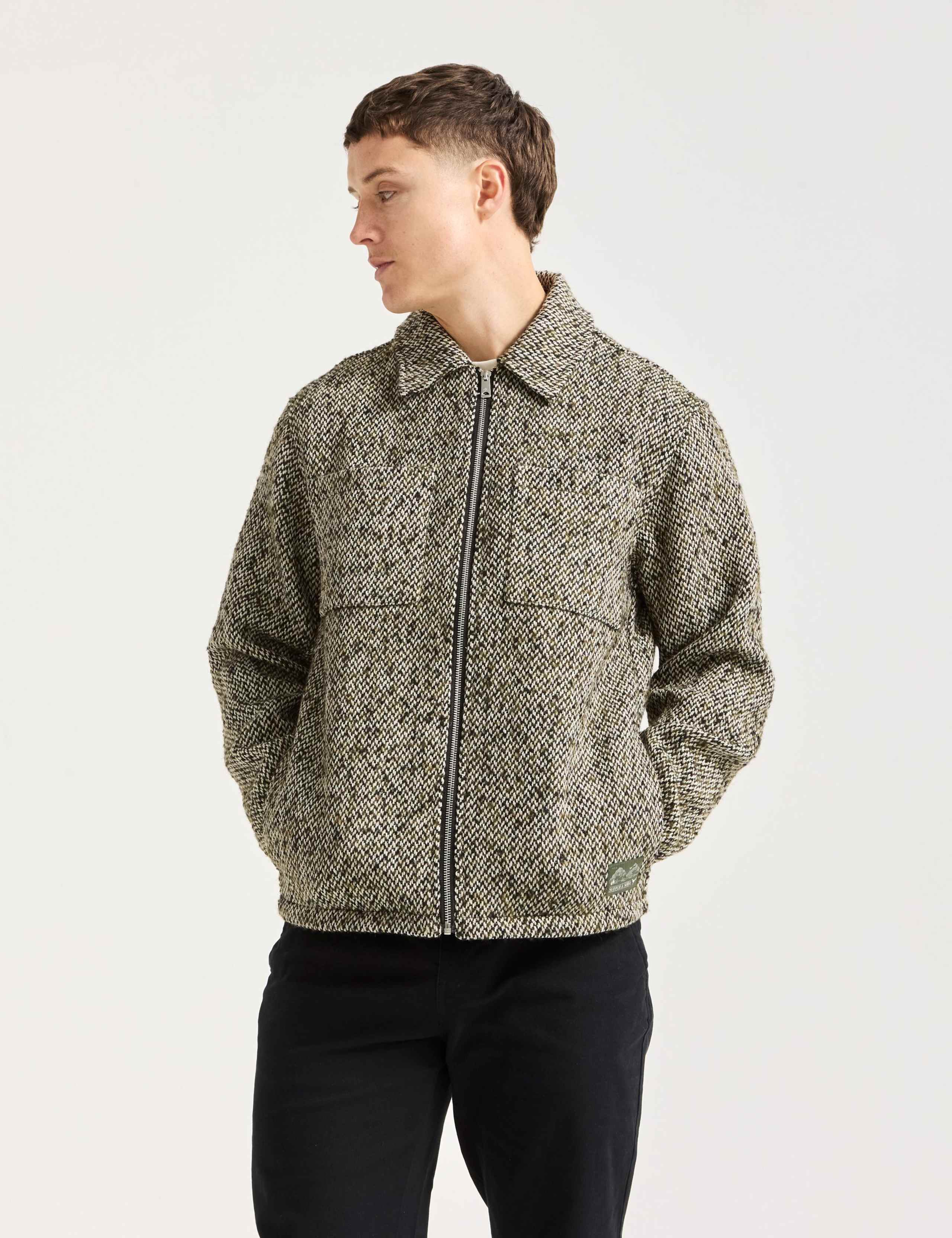 Wool Blend Tweed Harrington Jacket 6 of 8