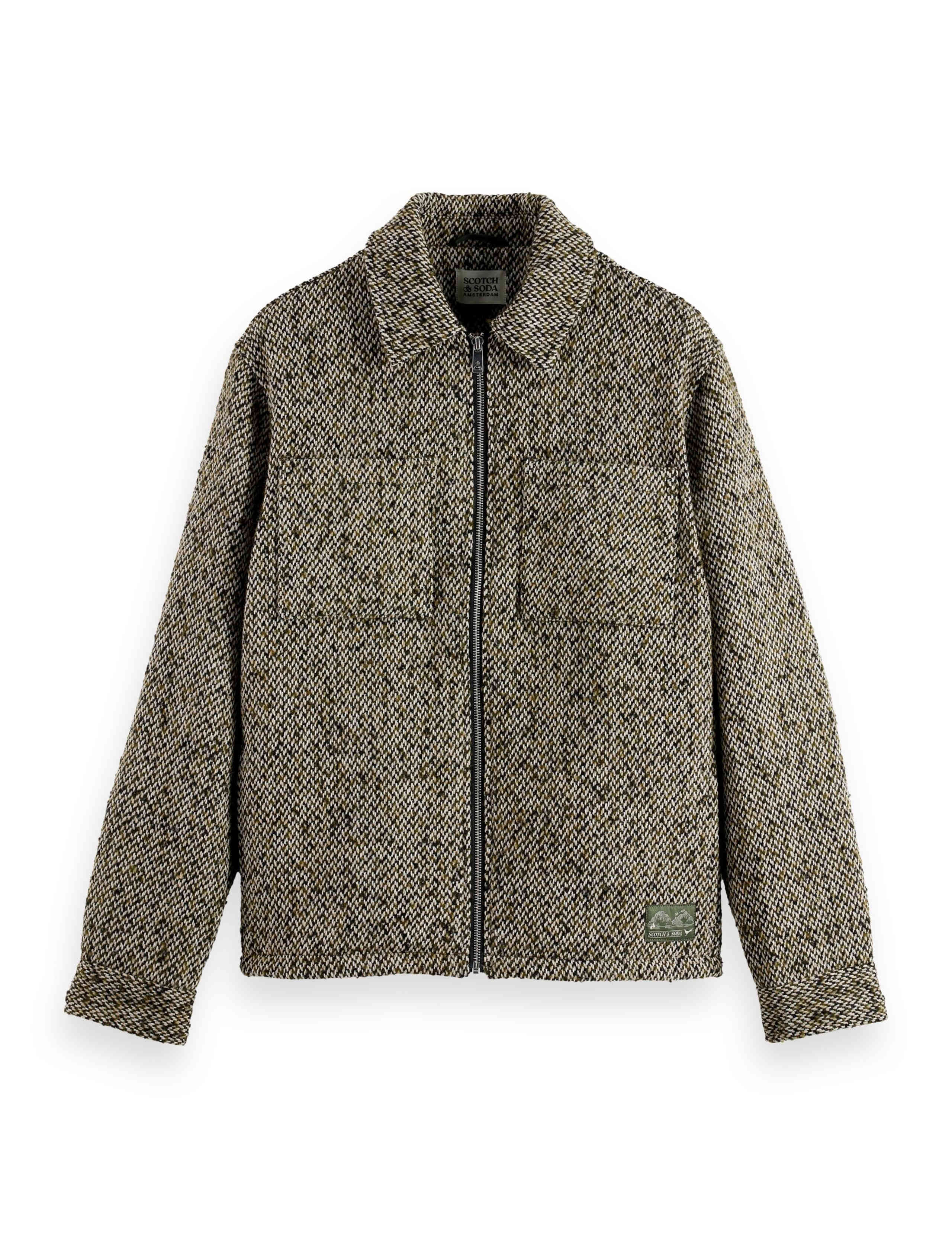 Wool Blend Tweed Harrington Jacket 2 of 8