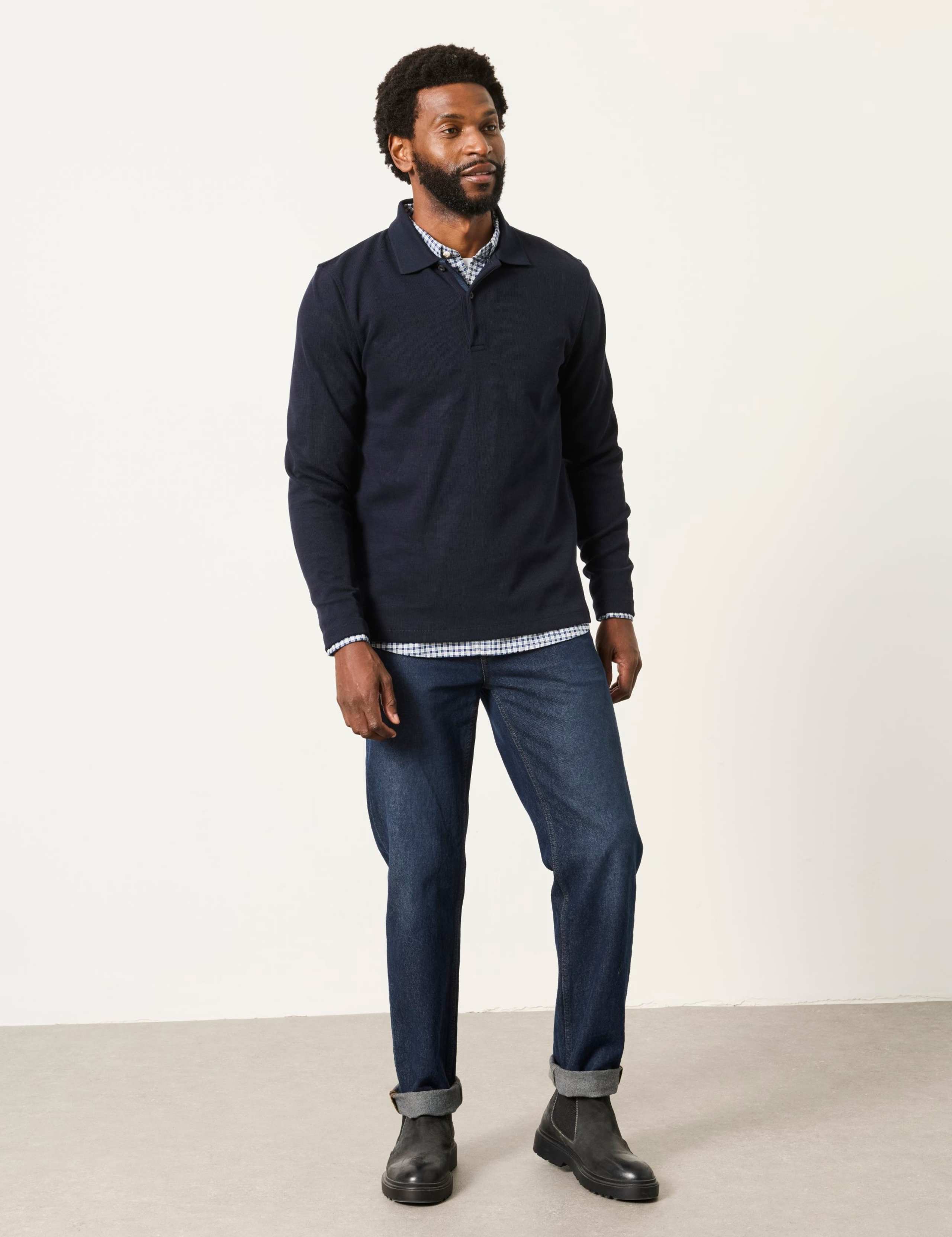 Cotton Rich Ribbed Long Sleeve Polo Shirt 3 of 7