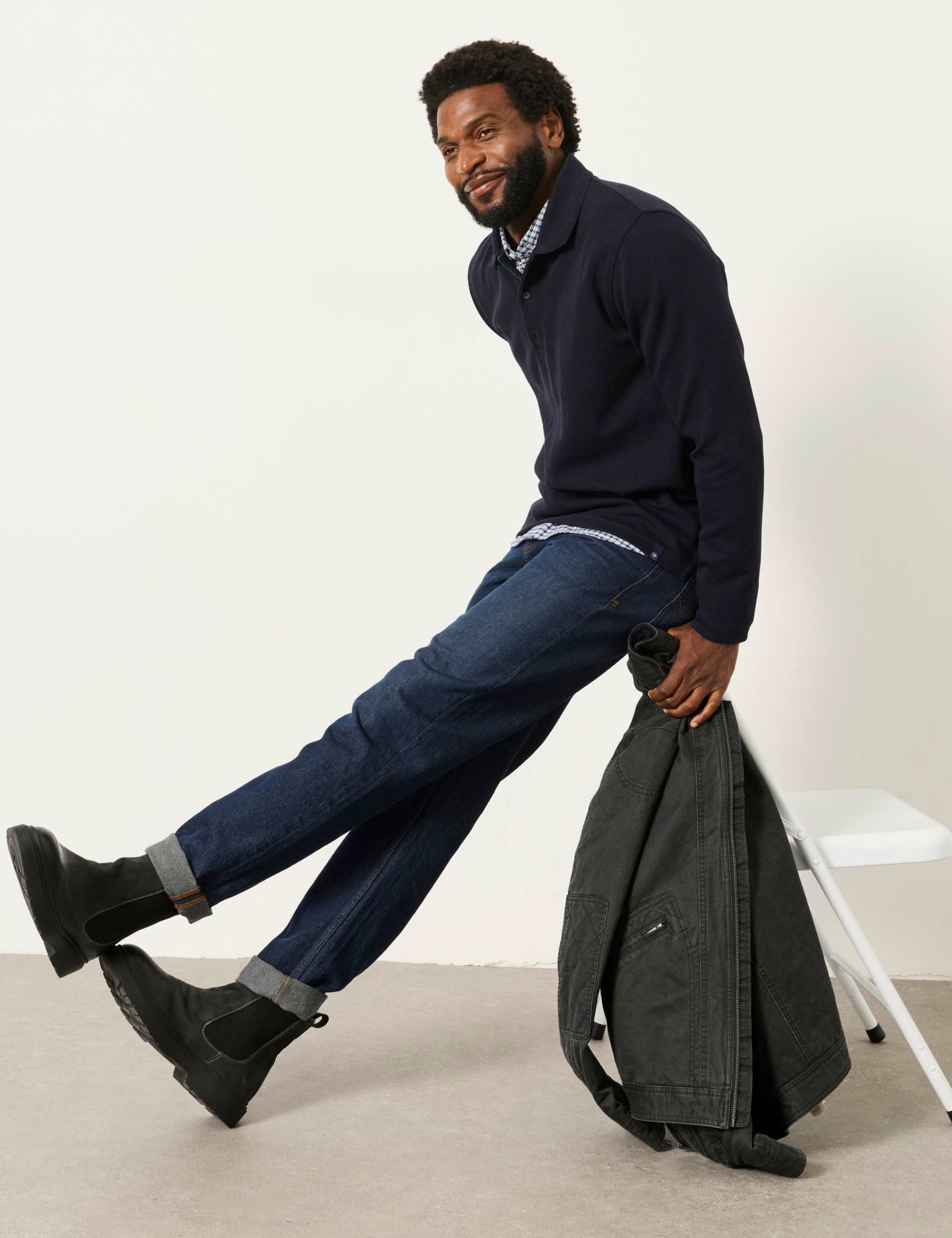 Cotton Rich Ribbed Long Sleeve Polo Shirt 4 of 7