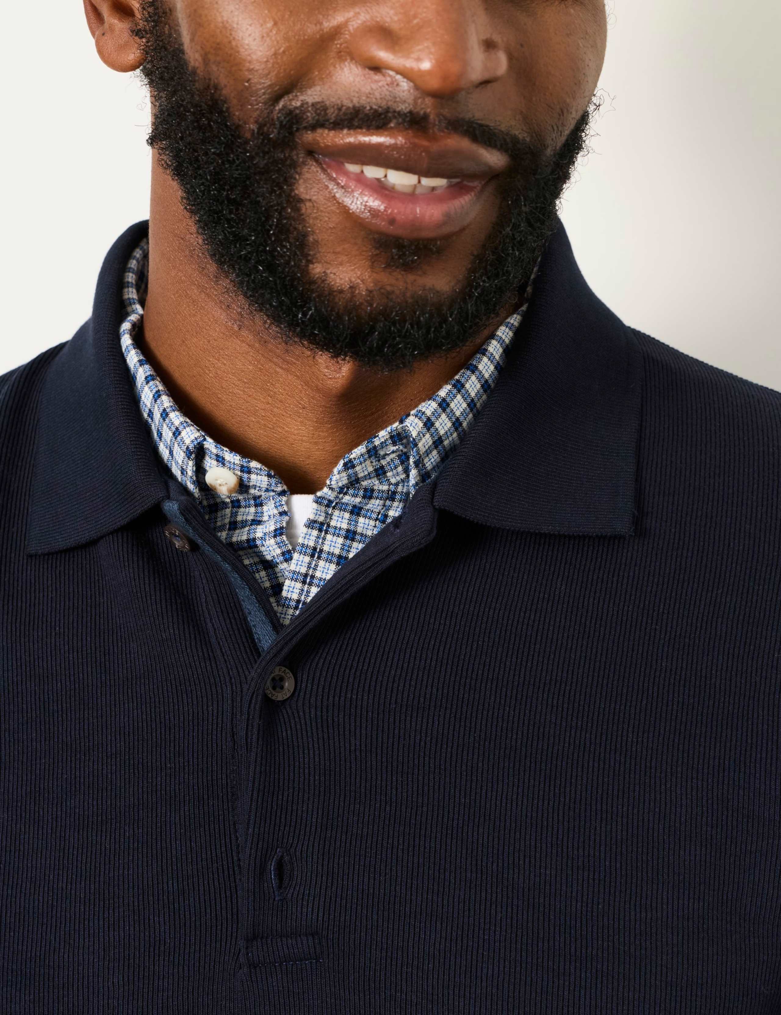 Cotton Rich Ribbed Long Sleeve Polo Shirt 6 of 7