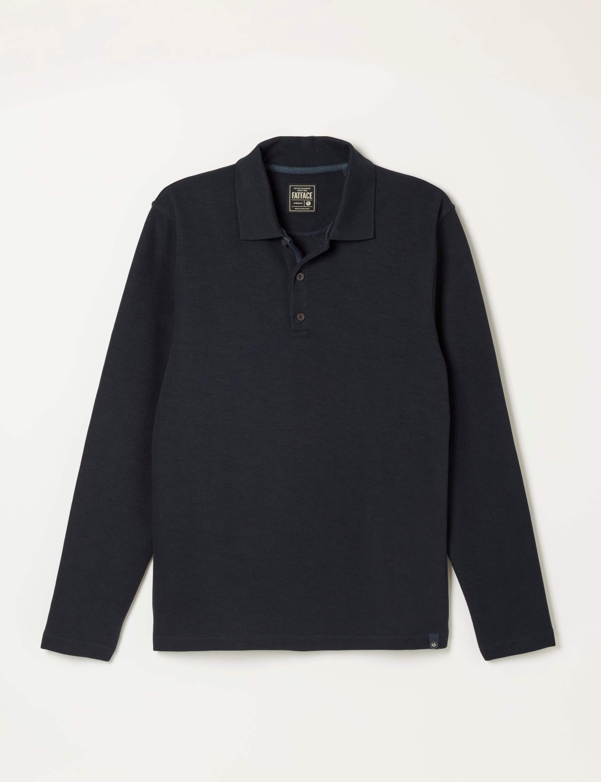 Cotton Rich Ribbed Long Sleeve Polo Shirt 2 of 7