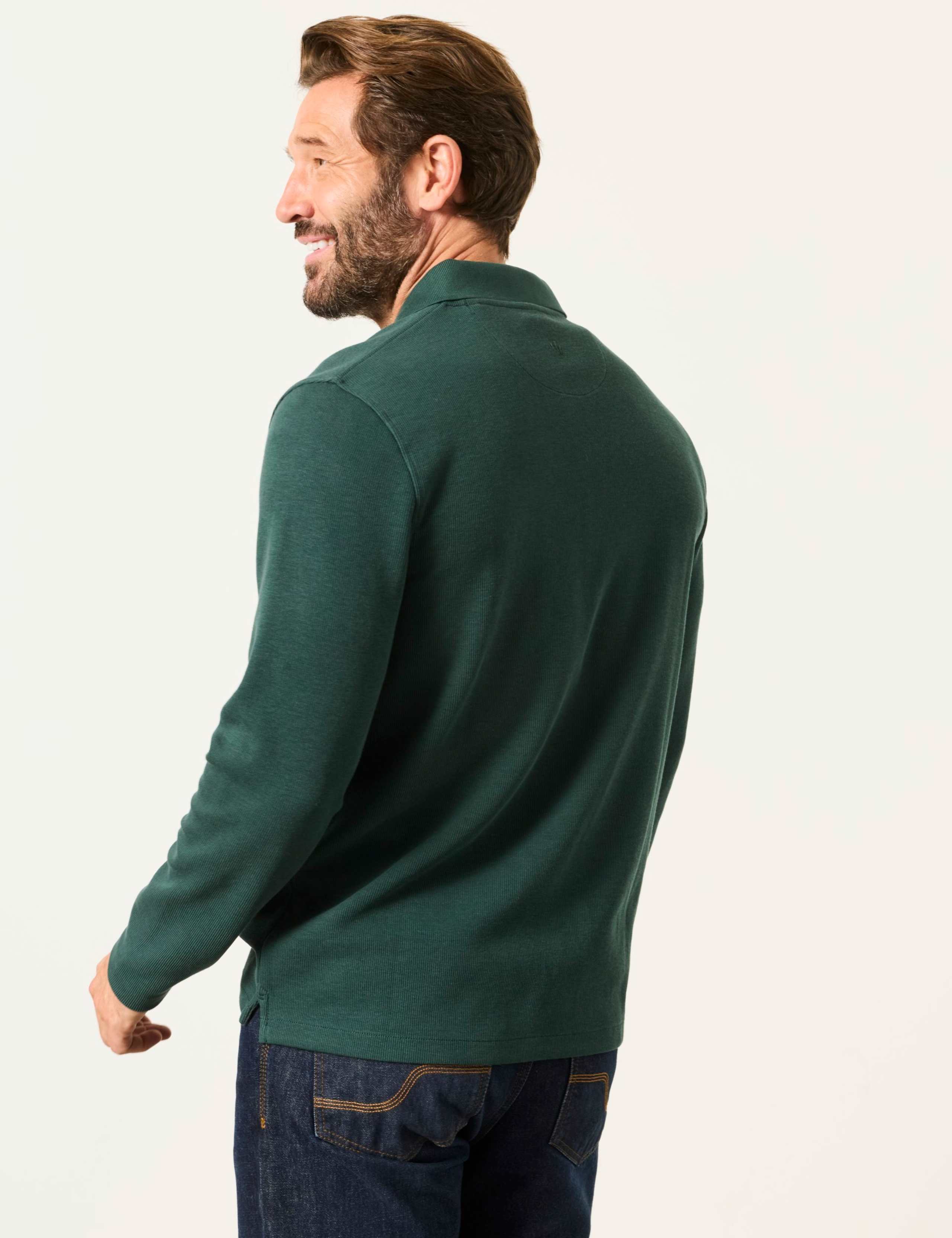 Cotton Rich Ribbed Long Sleeve Polo Shirt 4 of 5