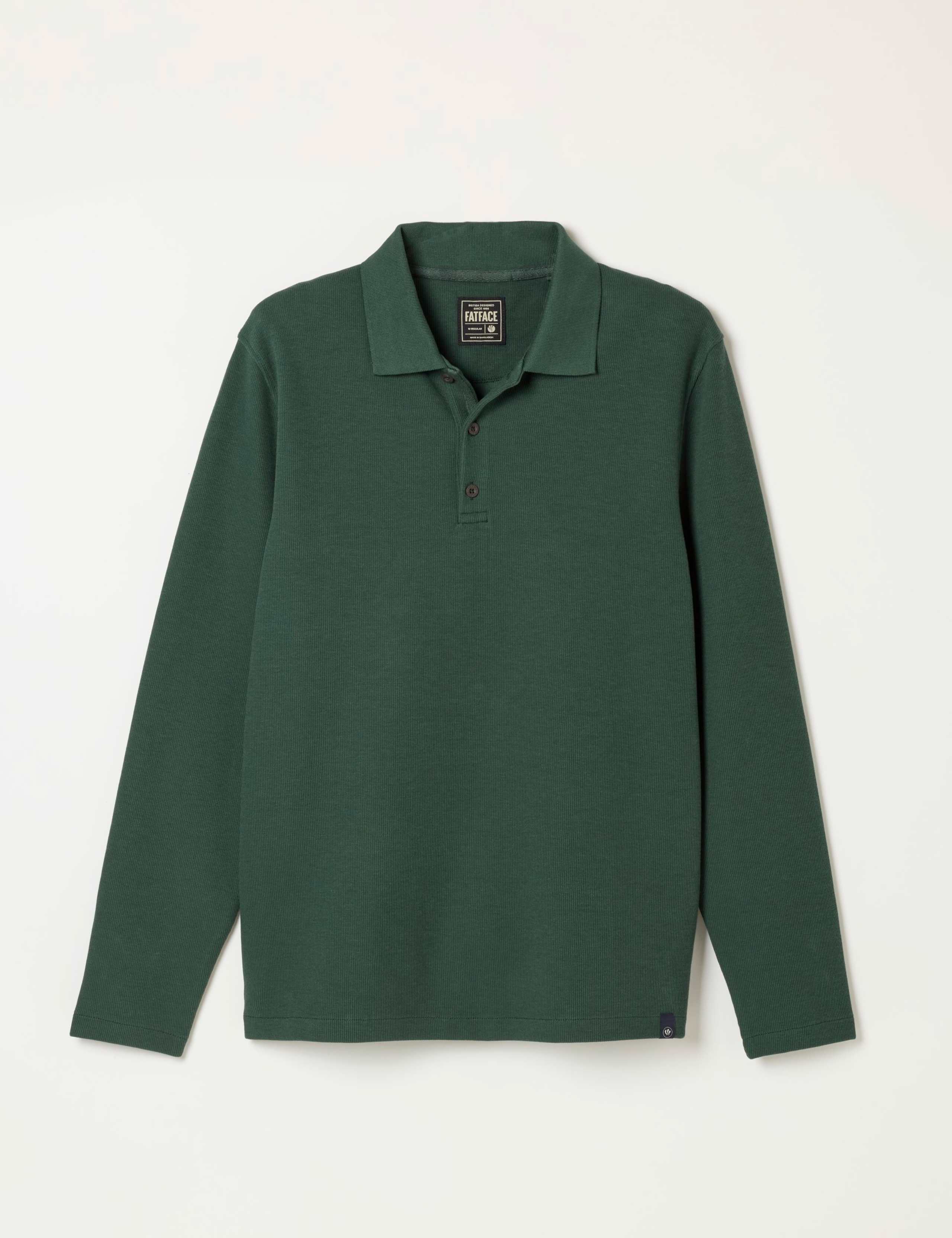 Cotton Rich Ribbed Long Sleeve Polo Shirt 2 of 5