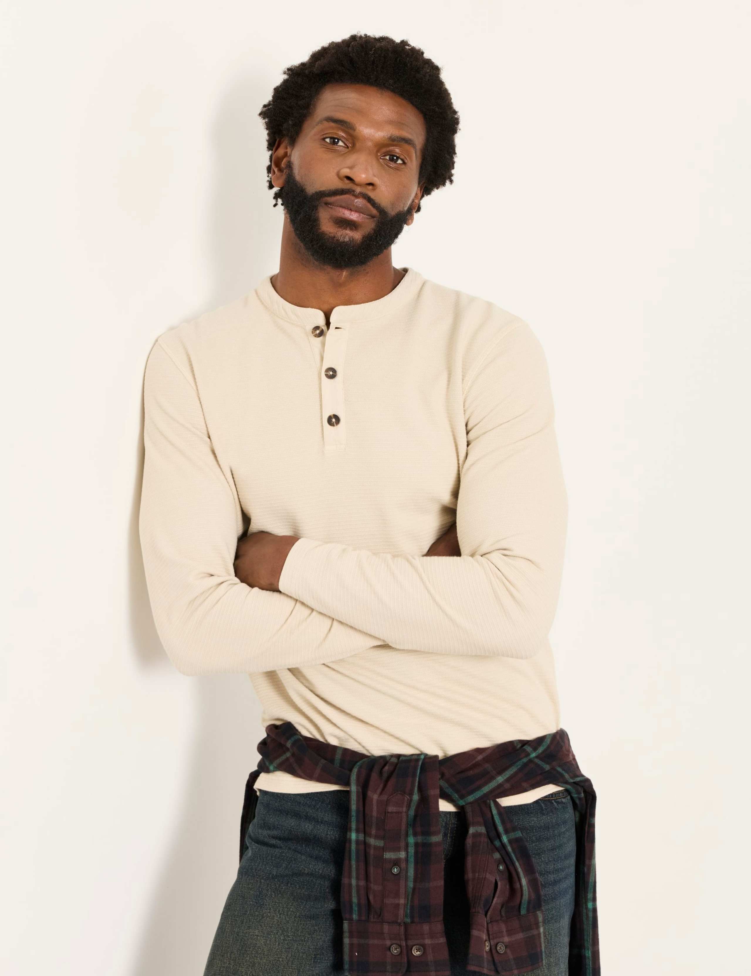 Cotton Rich Waffle Henley Top 4 of 6