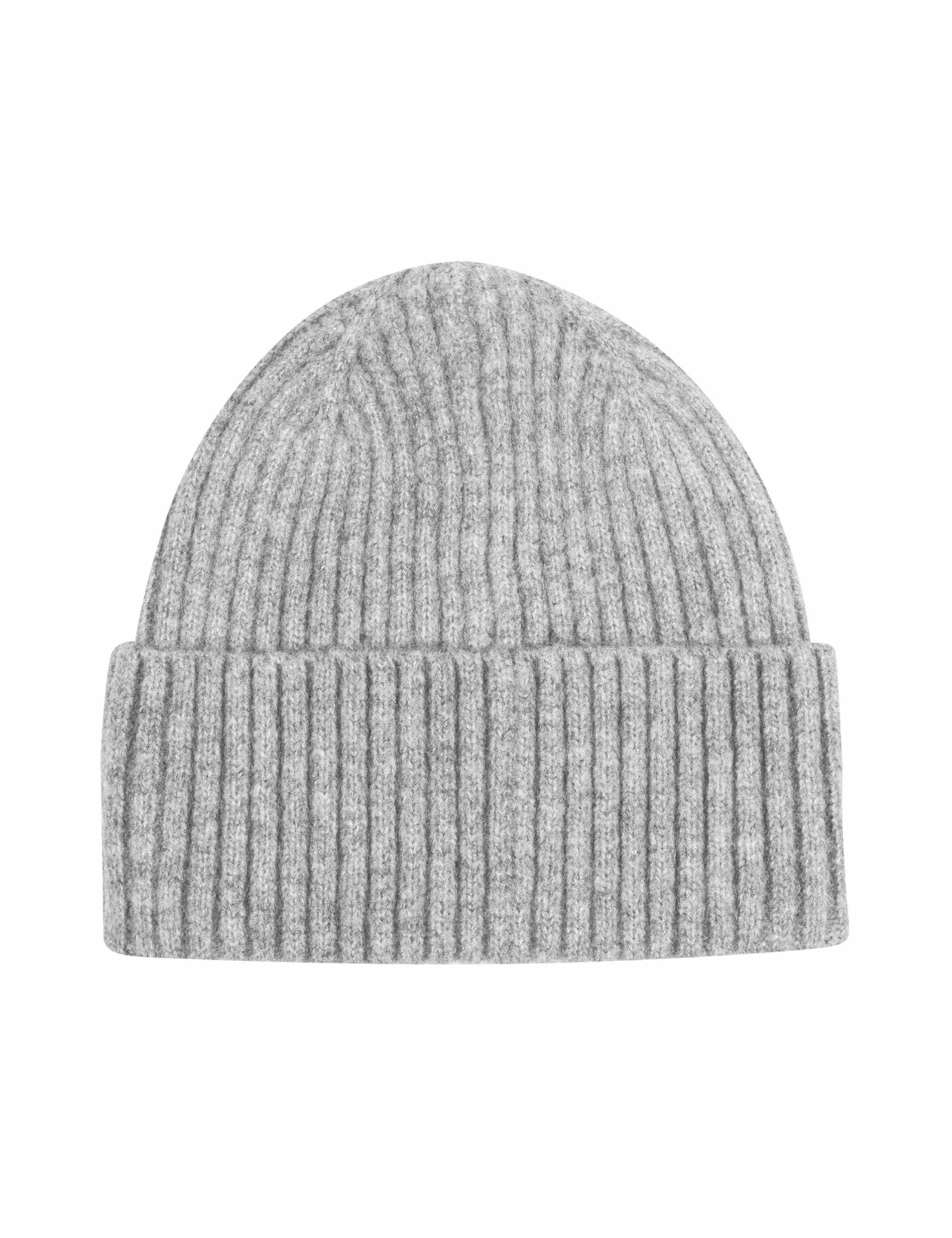 Ribbed Beanie Hat with Merino Wool 2 of 3