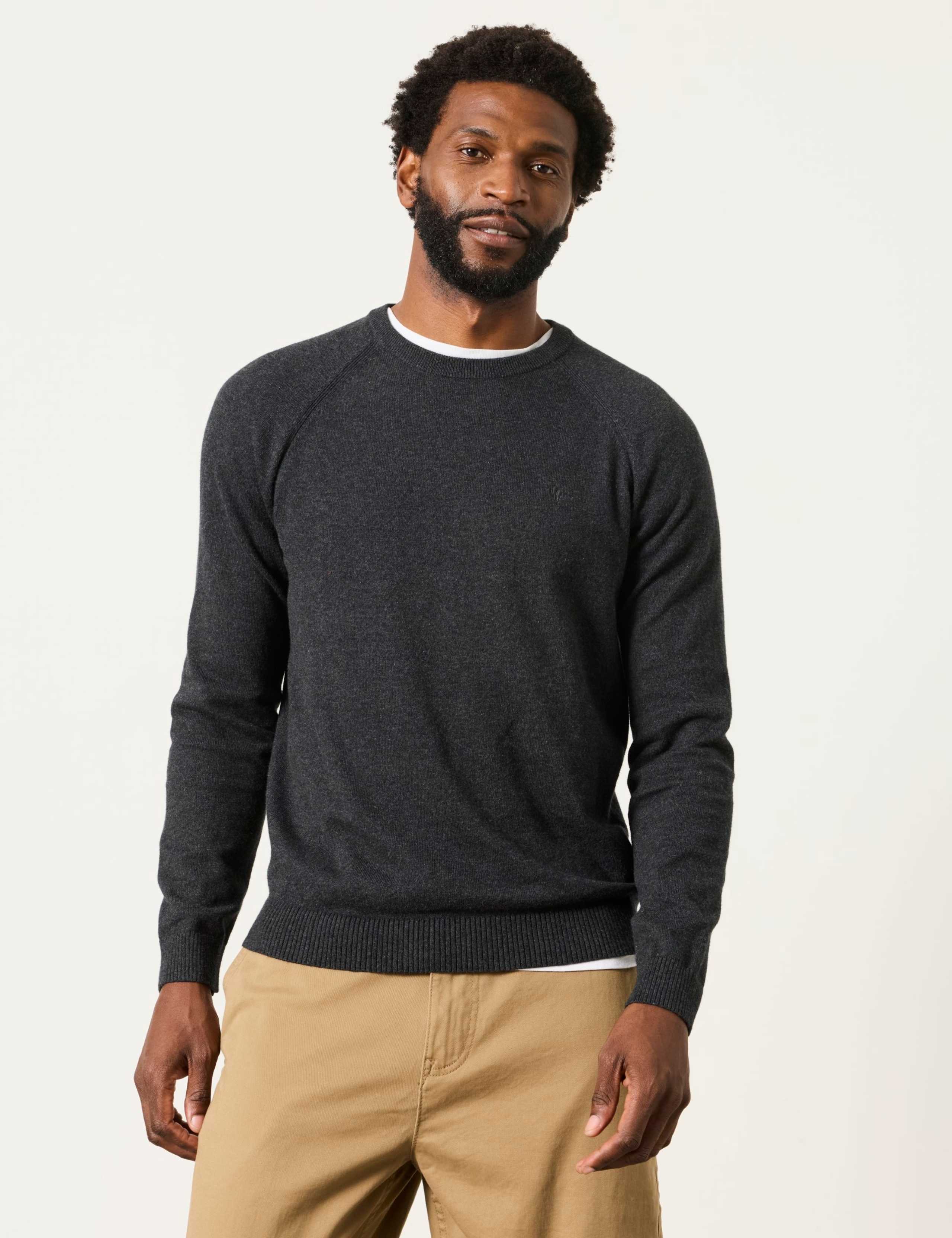 Cotton Rich Crew Neck Jumper with Cashmere 1 of 6