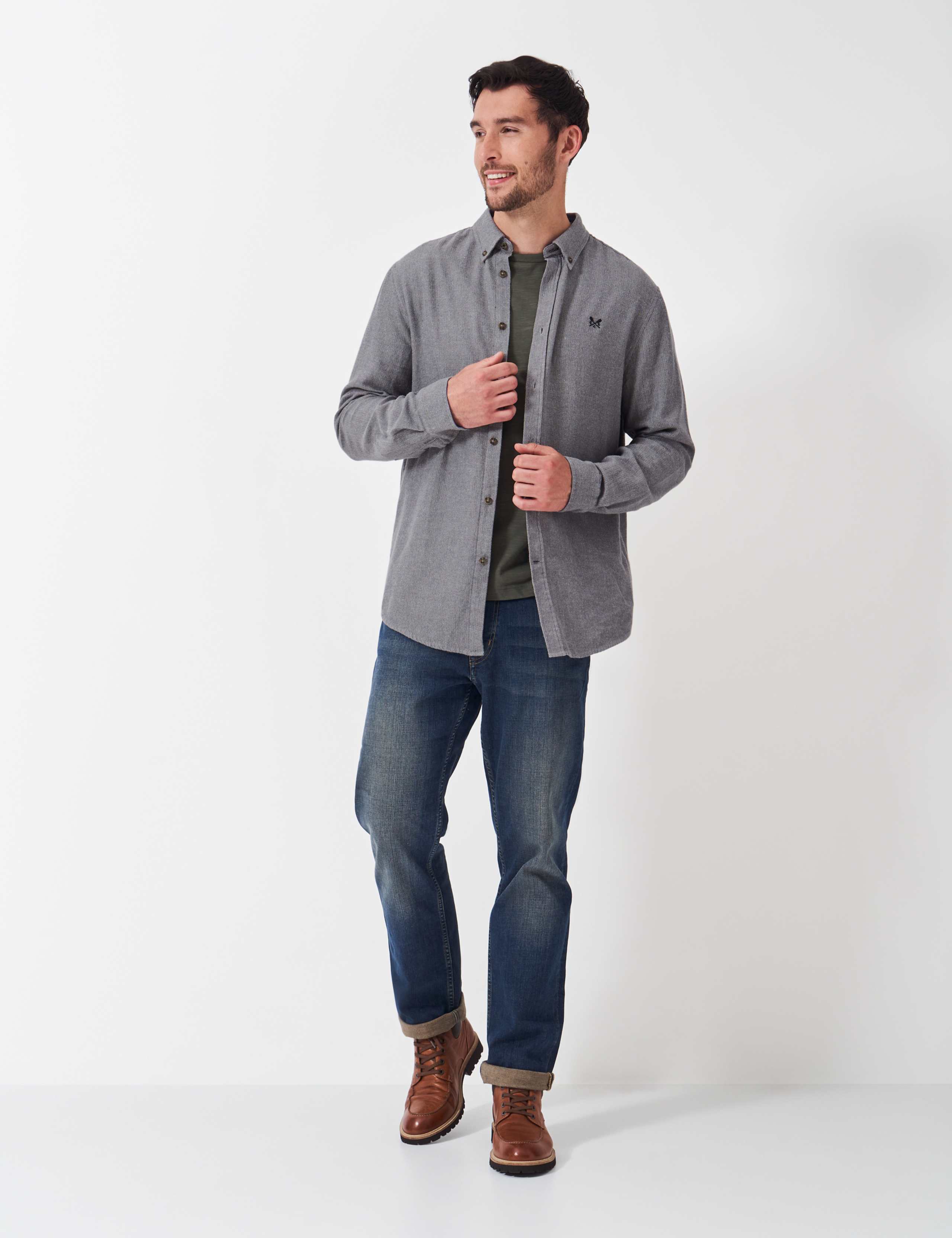 Pure Cotton Flannel Herringbone Shirt 3 of 5