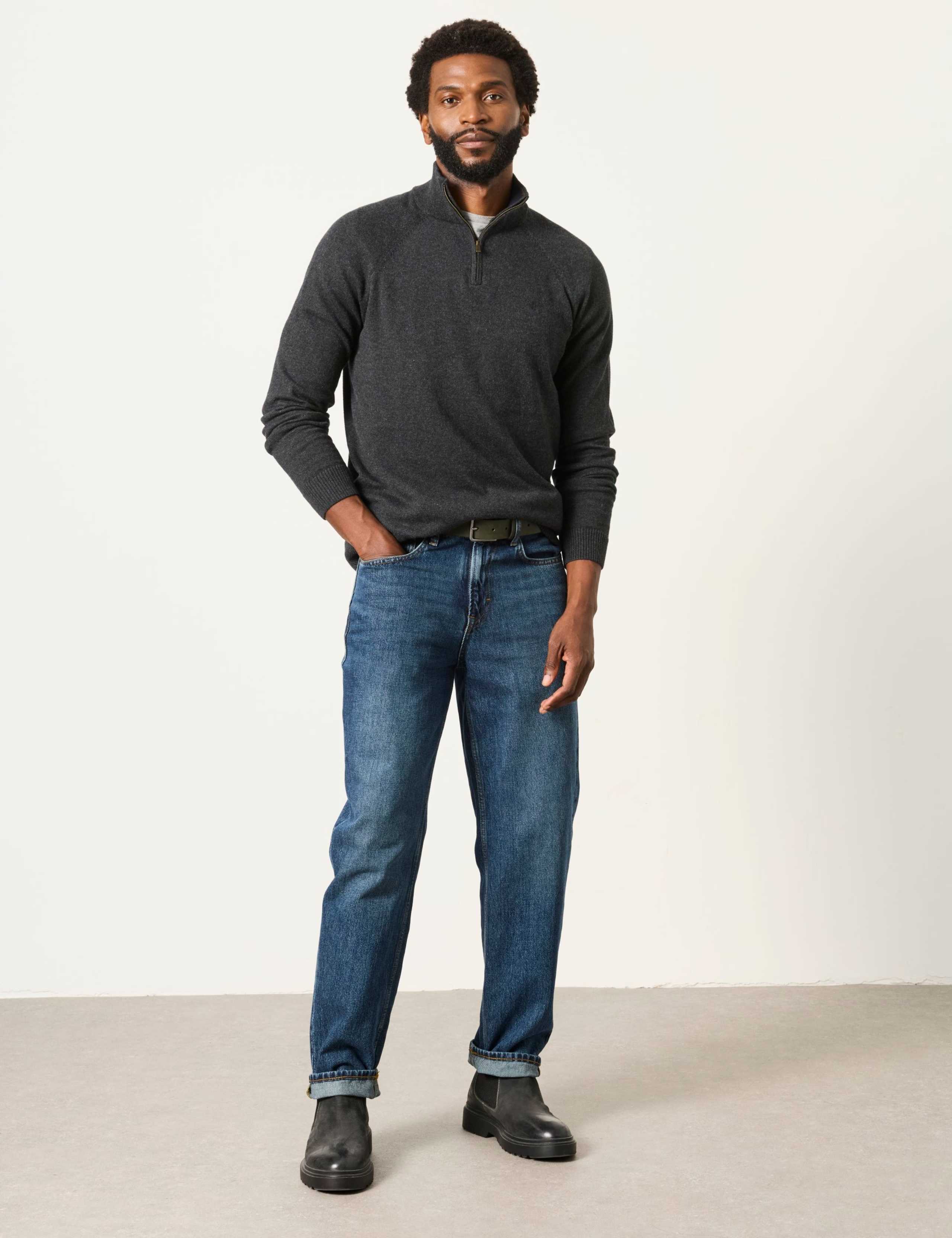 Cotton Rich Half Zip Jumper with Cashmere 3 of 6