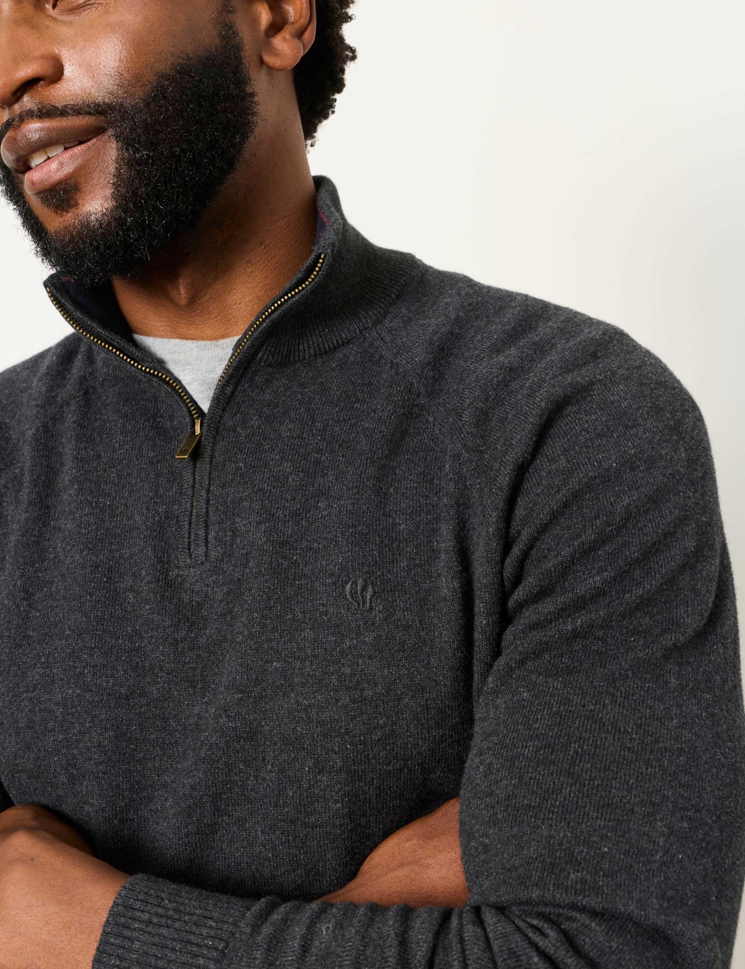 Cotton Rich Half Zip Jumper with Cashmere 6 of 6
