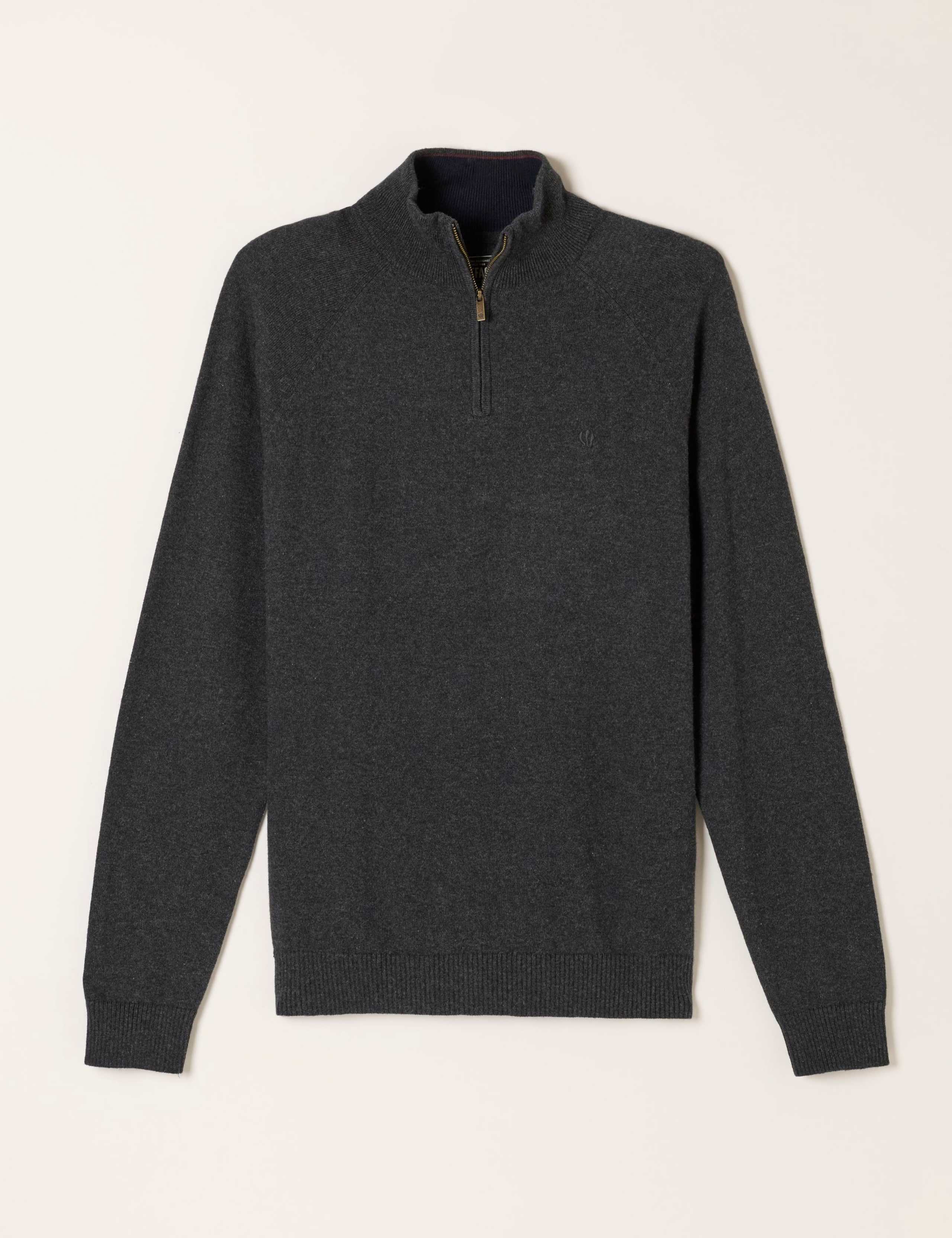 Cotton Rich Half Zip Jumper with Cashmere 2 of 6