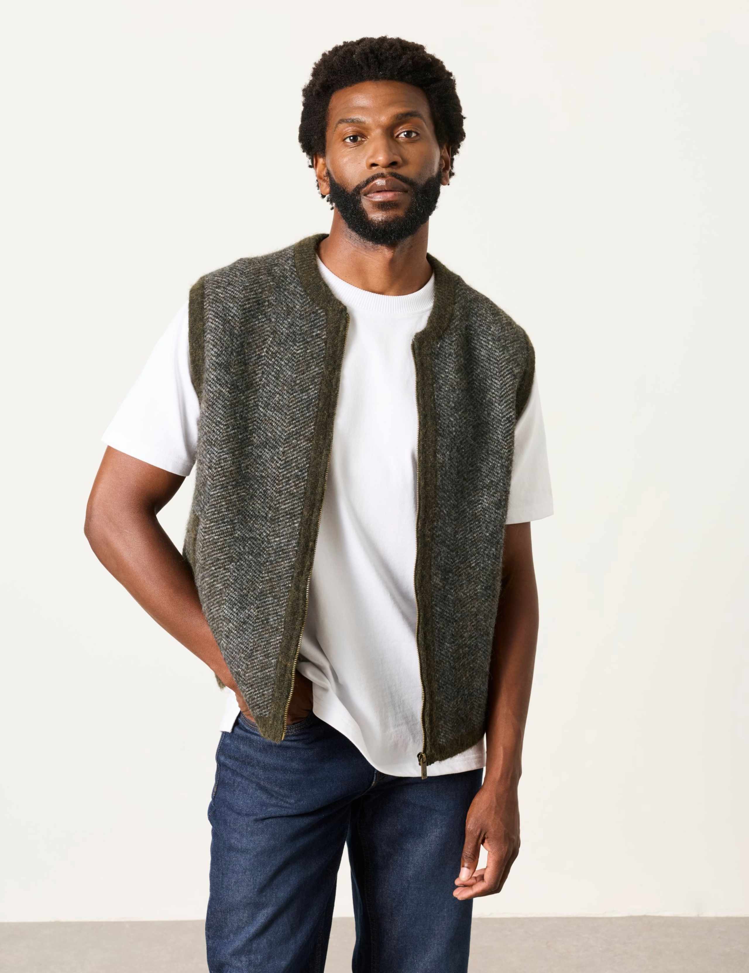 Textured Zip Up Gilet 1 of 6