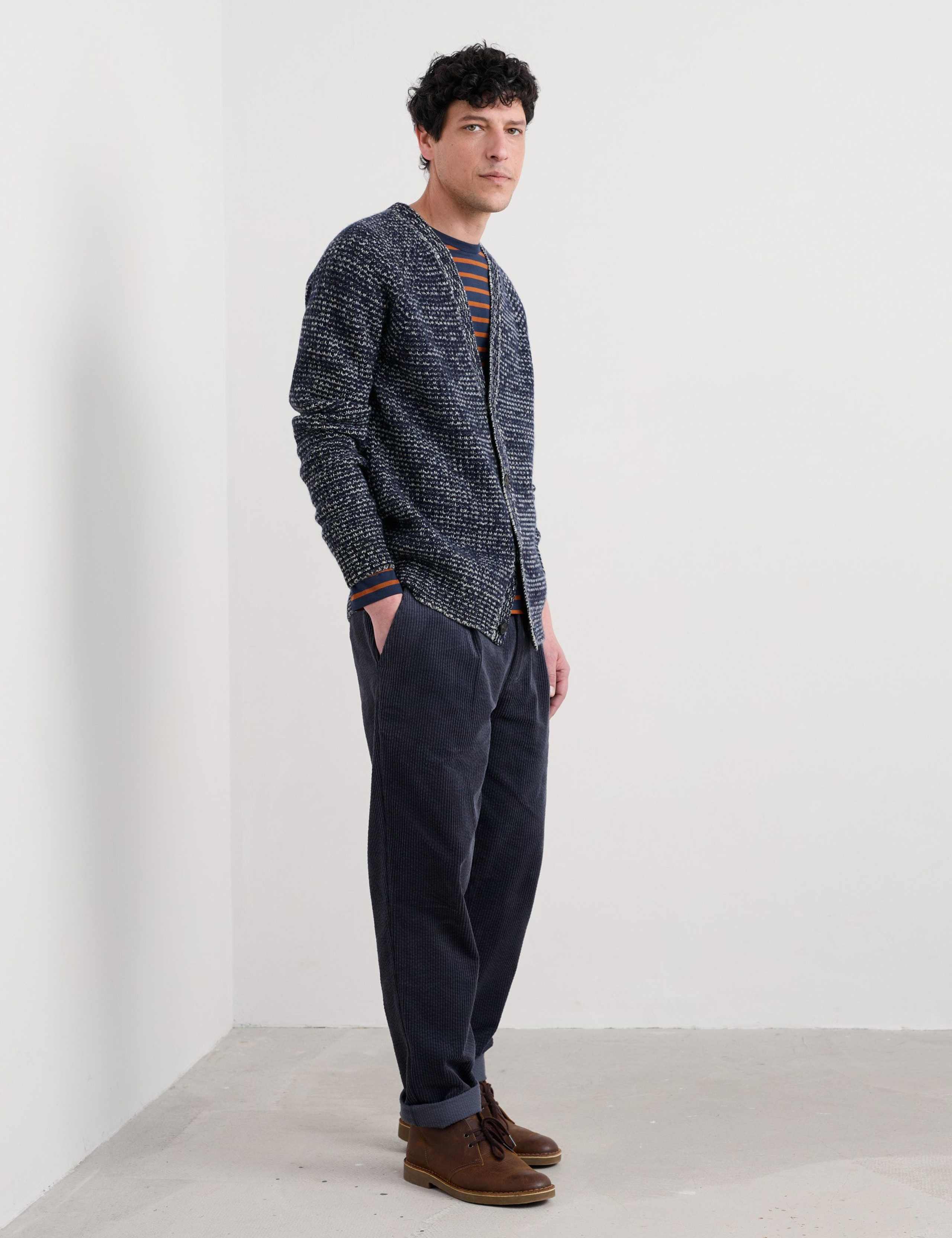 Lambswool Rich Textured V-Neck Cardigan 3 of 5