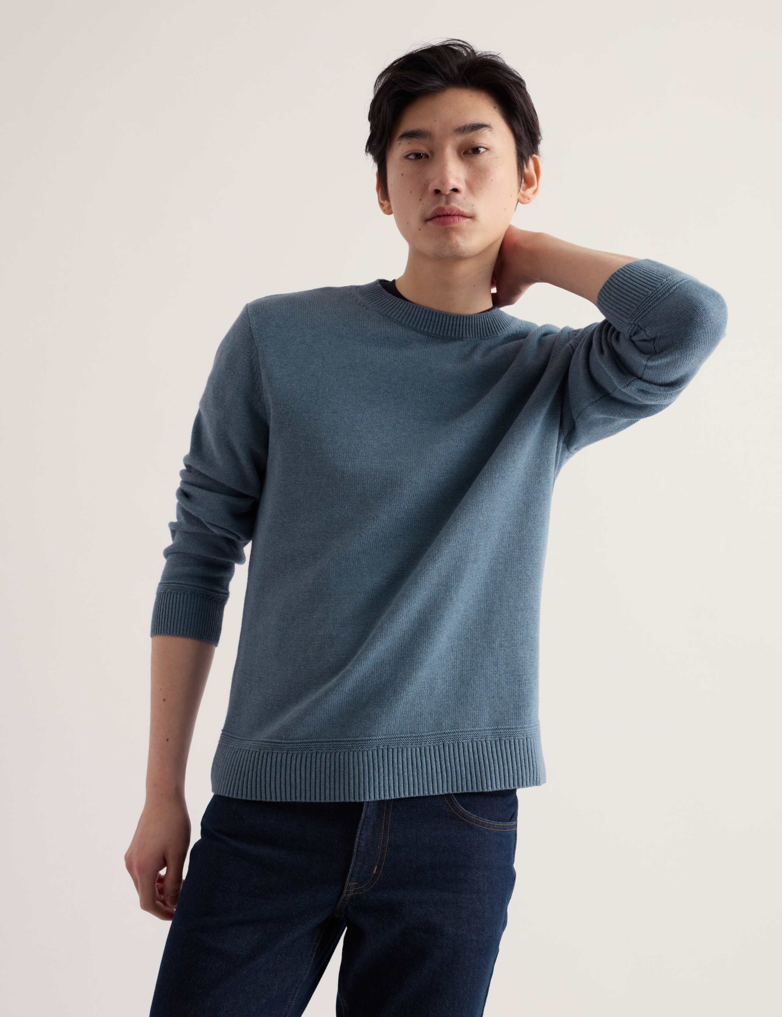 Pure Cotton Crew Neck Jumper 3 of 5