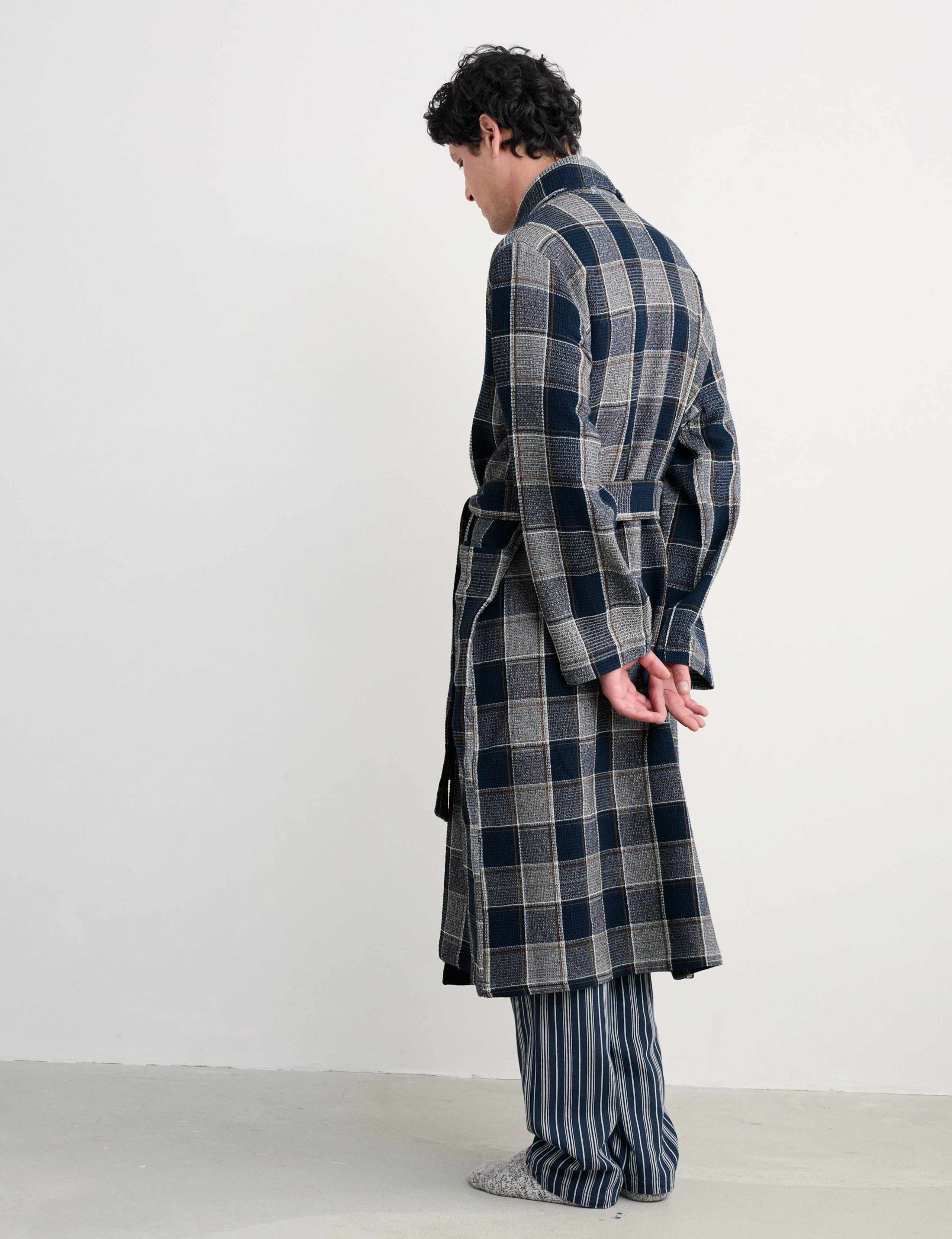 Pure Cotton Checked Dressing Gown 4 of 5