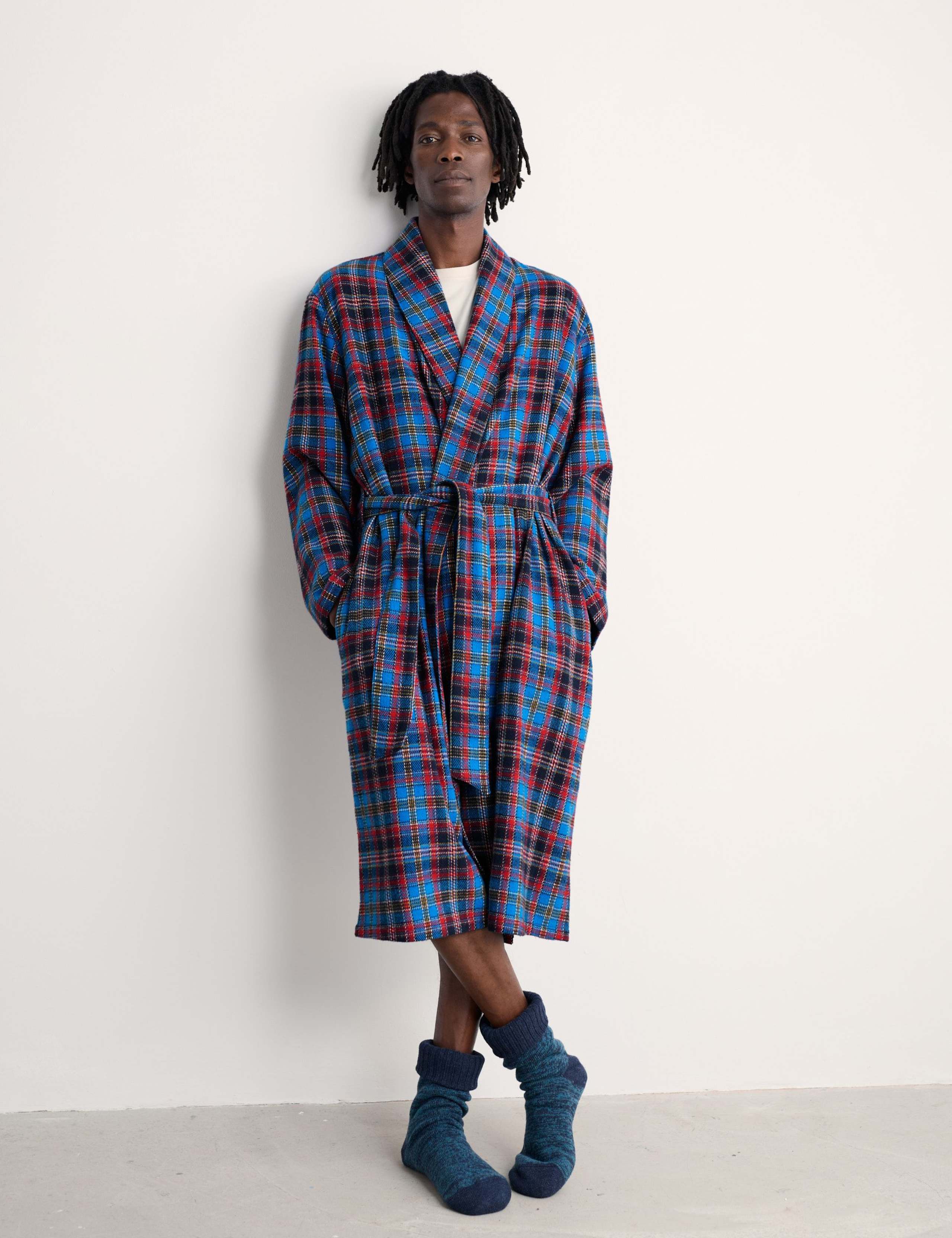 Pure Cotton Checked Dressing Gown 1 of 5