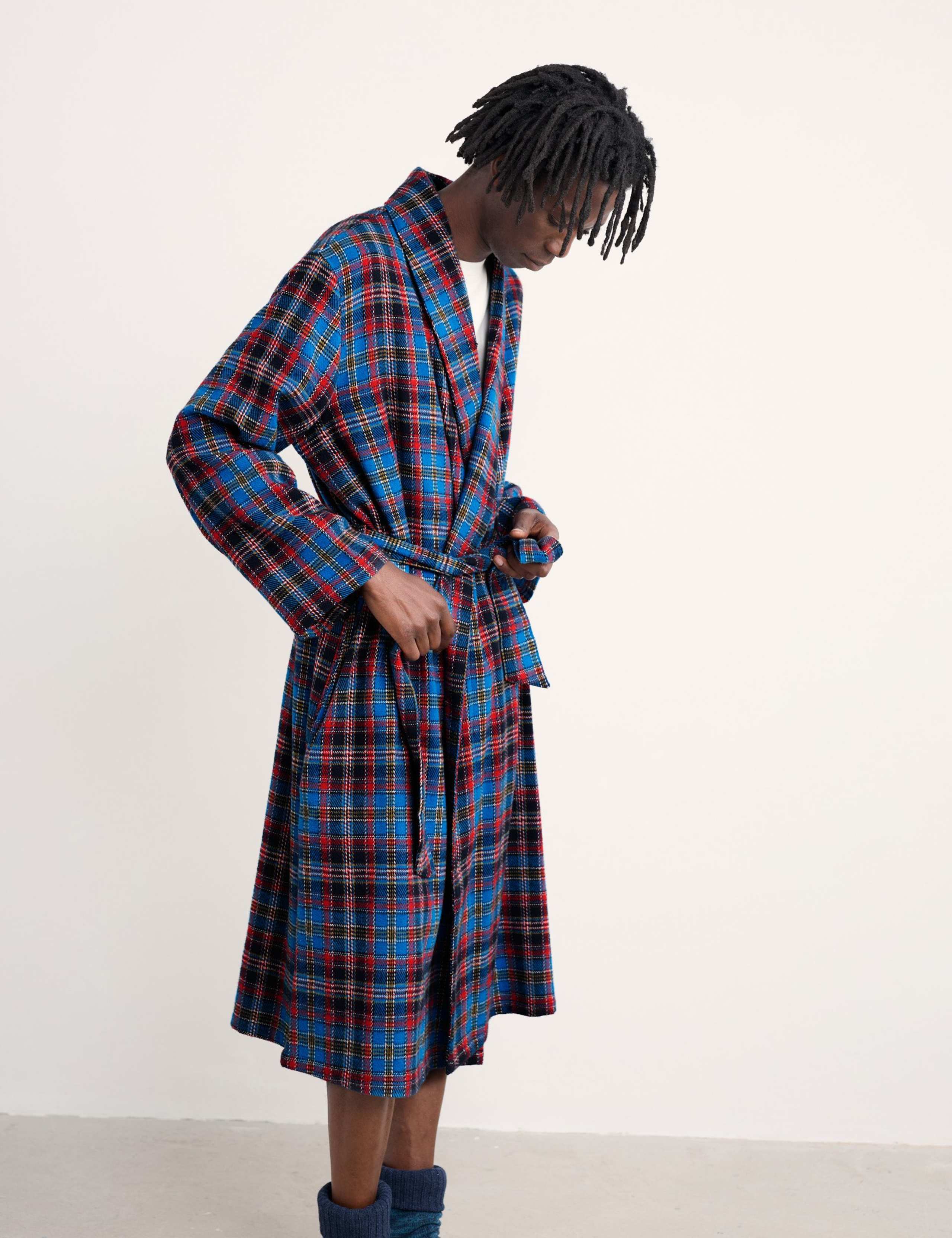 Pure Cotton Checked Dressing Gown 3 of 5