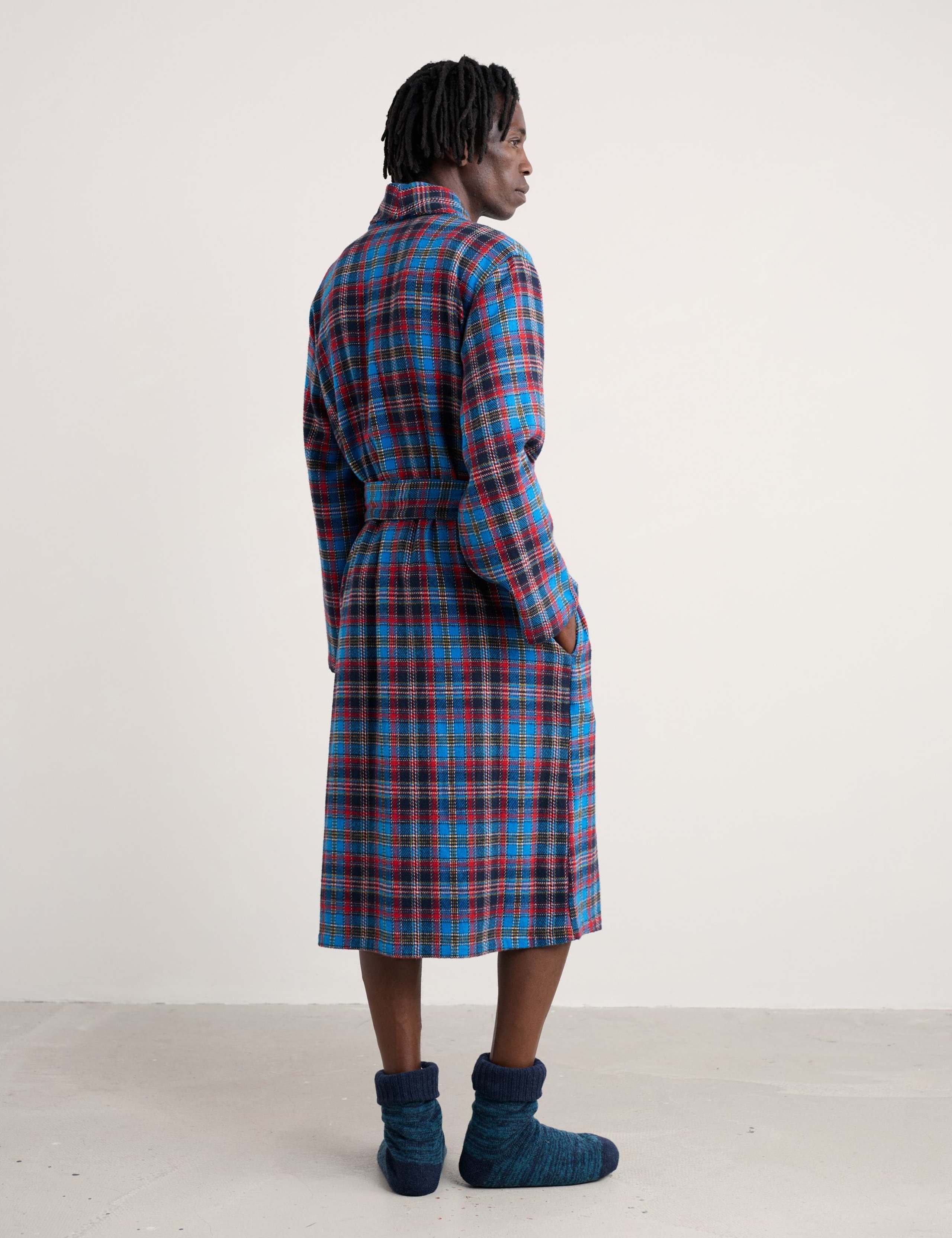 Pure Cotton Checked Dressing Gown 4 of 5