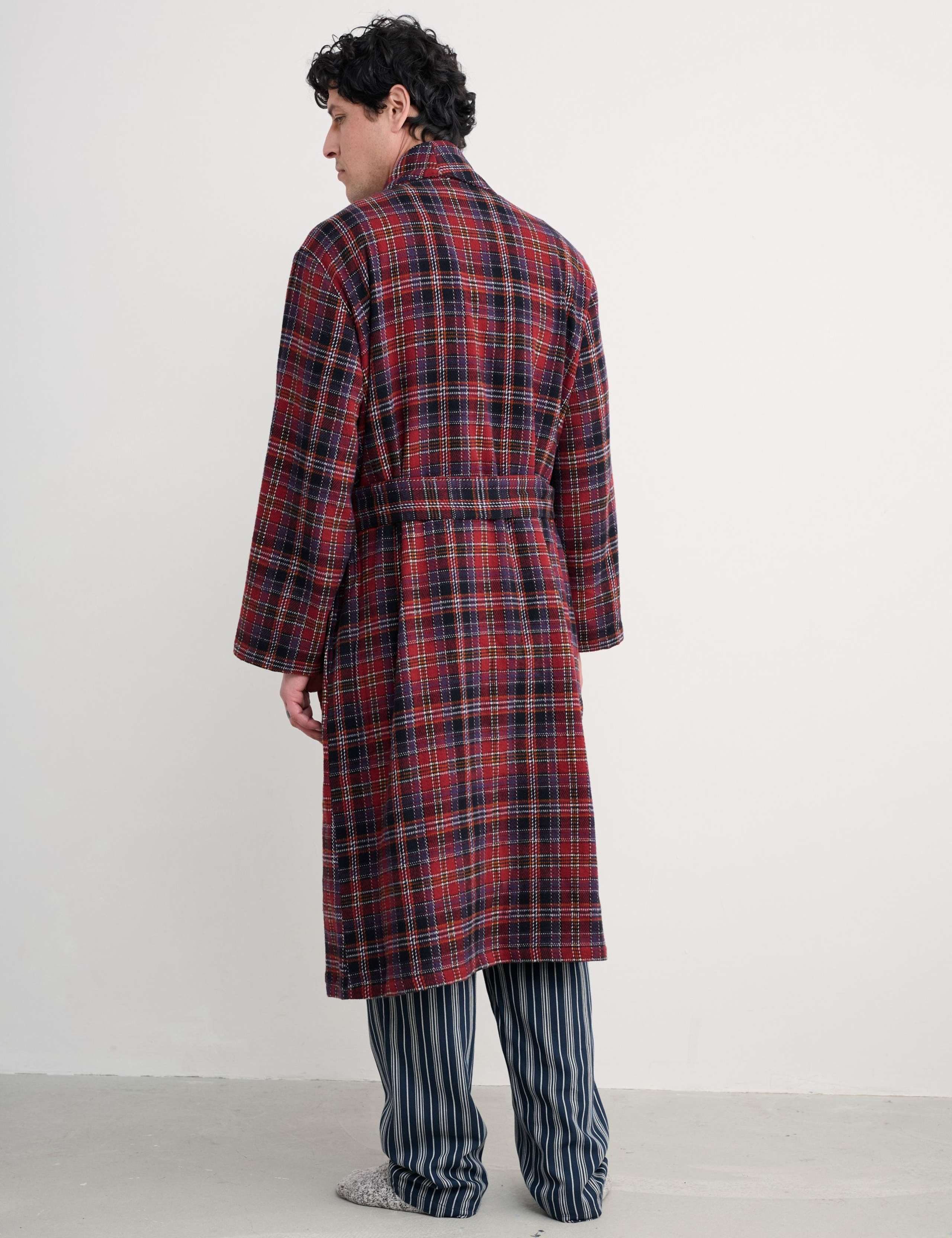 Pure Cotton Checked Dressing Gown 4 of 5