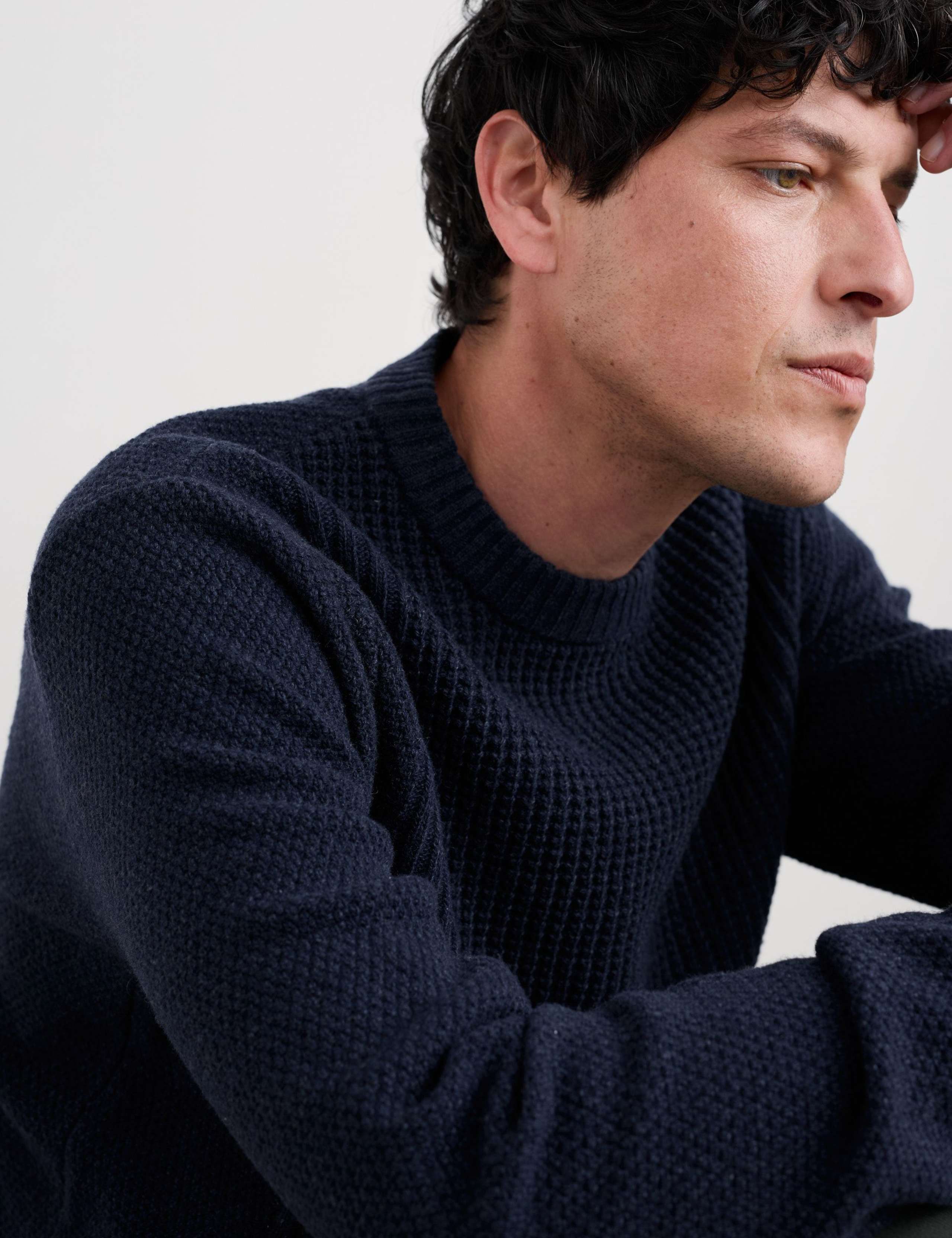Lambswool Rich Textured Crew Neck Jumper 3 of 4