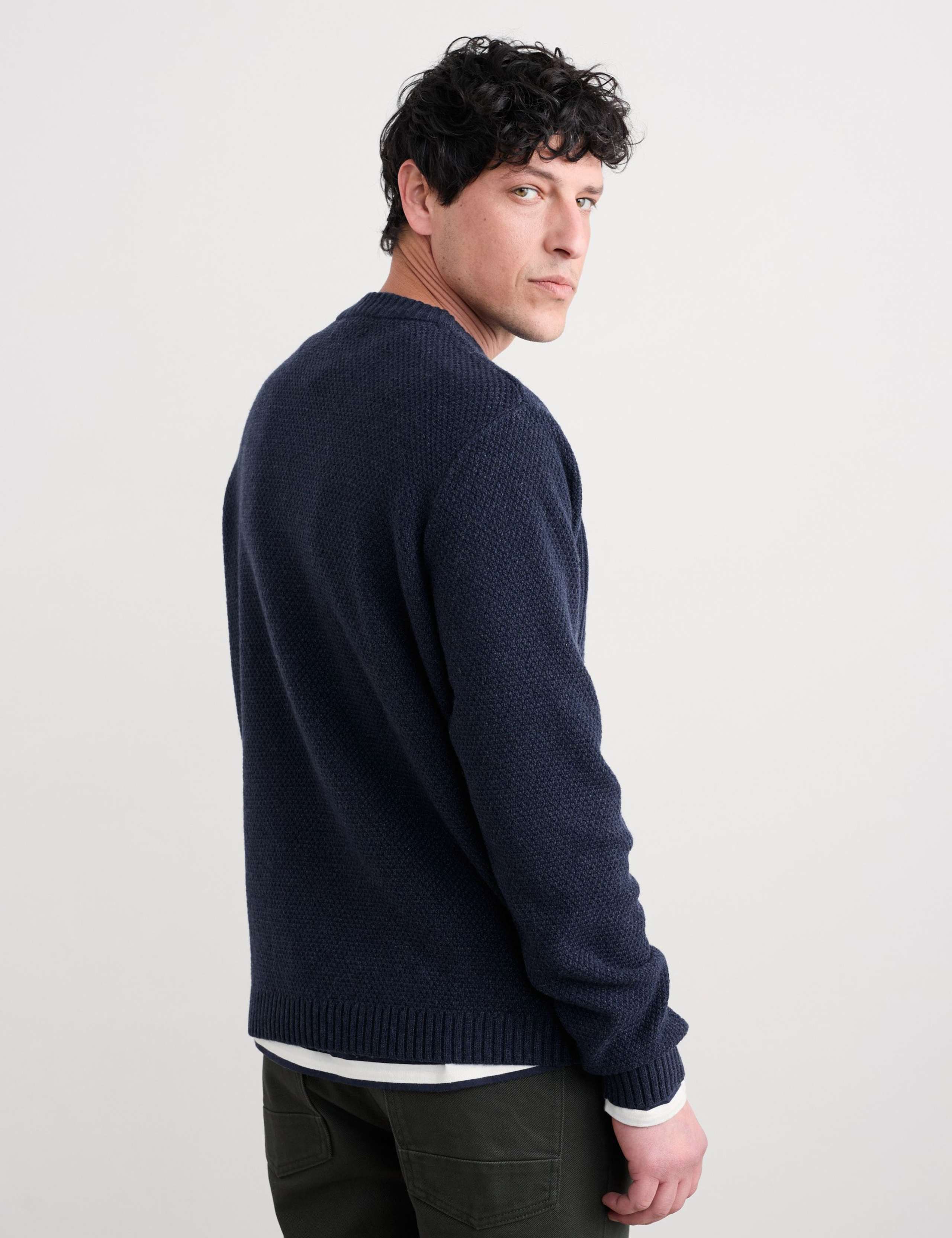 Lambswool Rich Textured Crew Neck Jumper 4 of 4