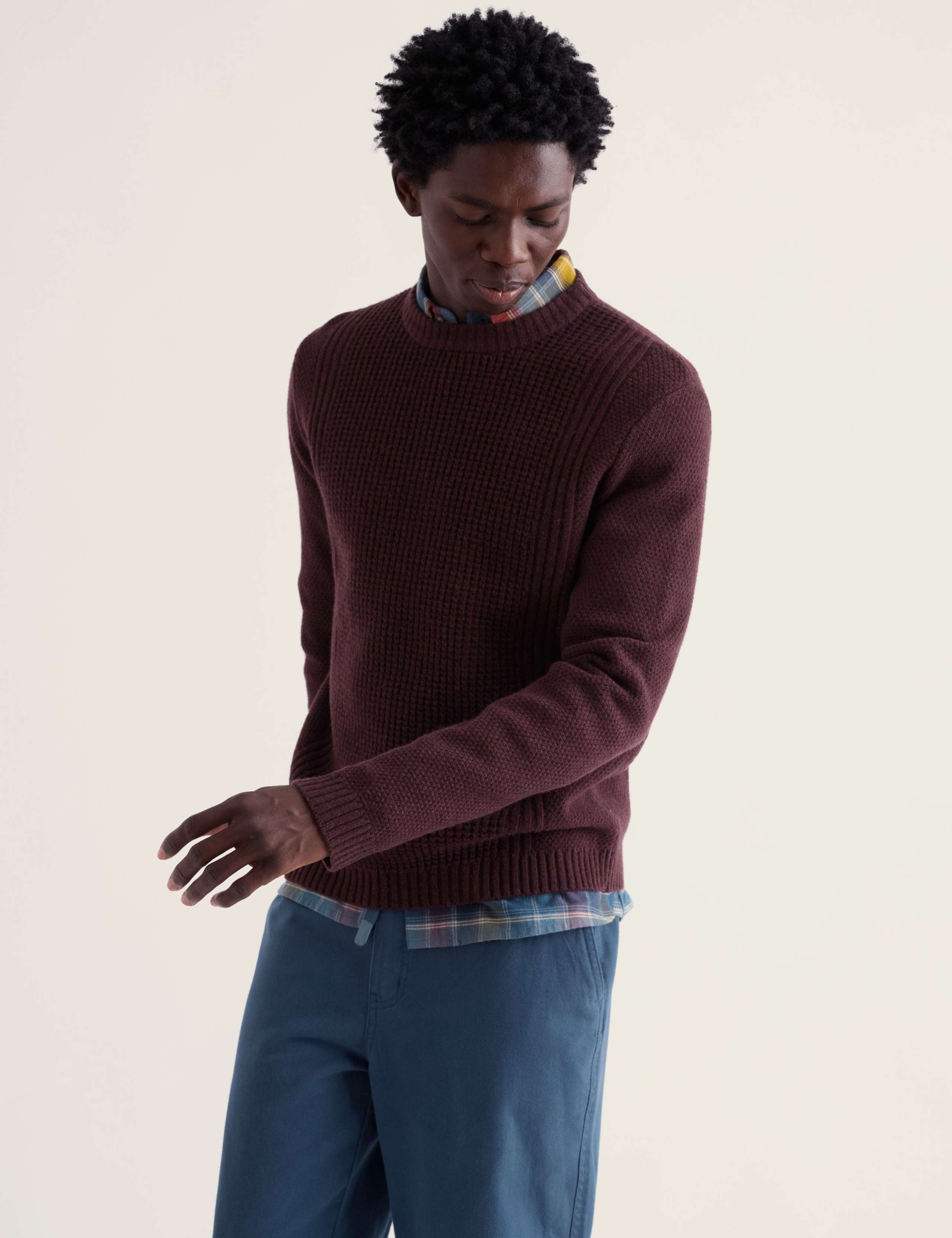 Lambswool Rich Textured Crew Neck Jumper 4 of 5