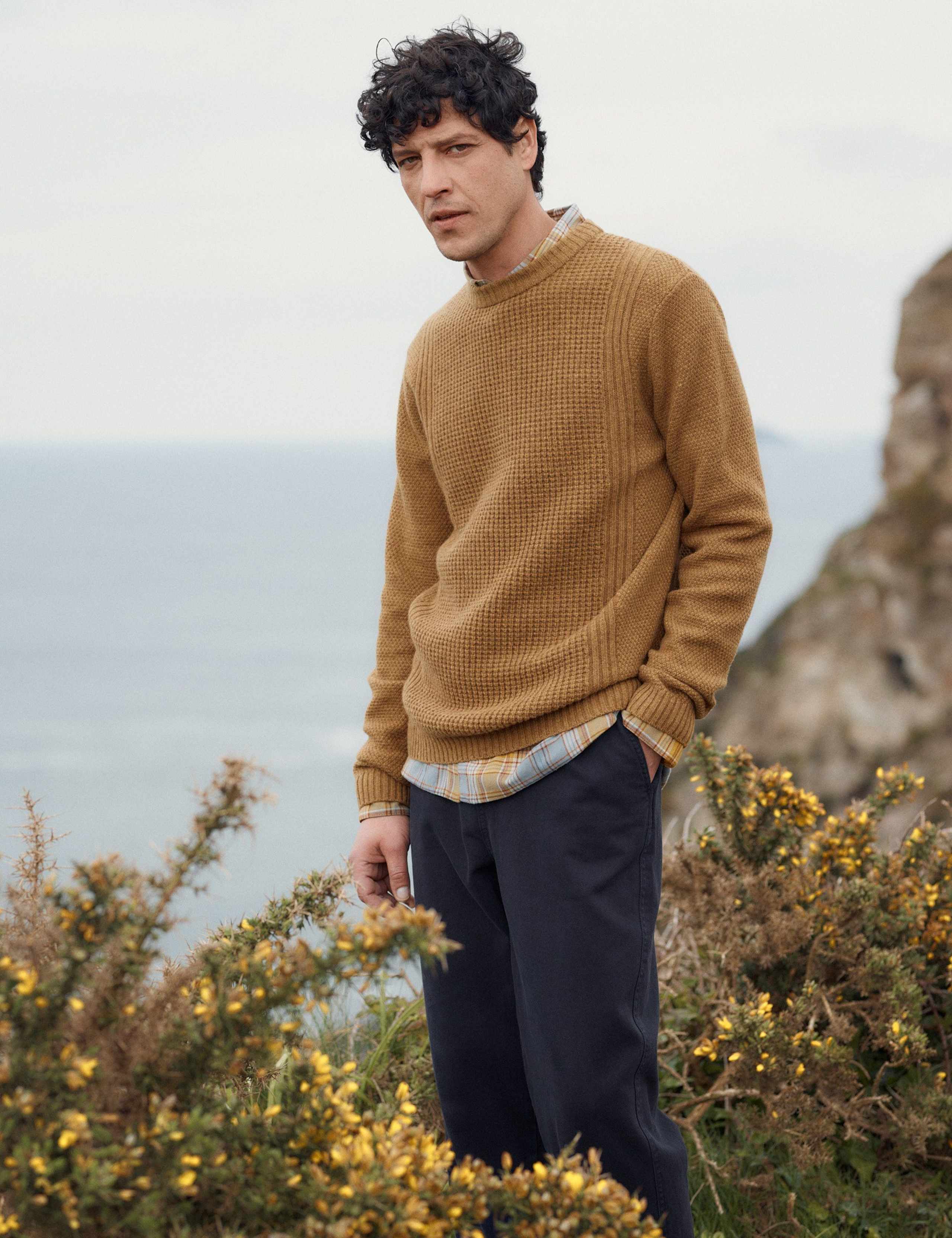 Lambswool Rich Textured Crew Neck Jumper 1 of 6