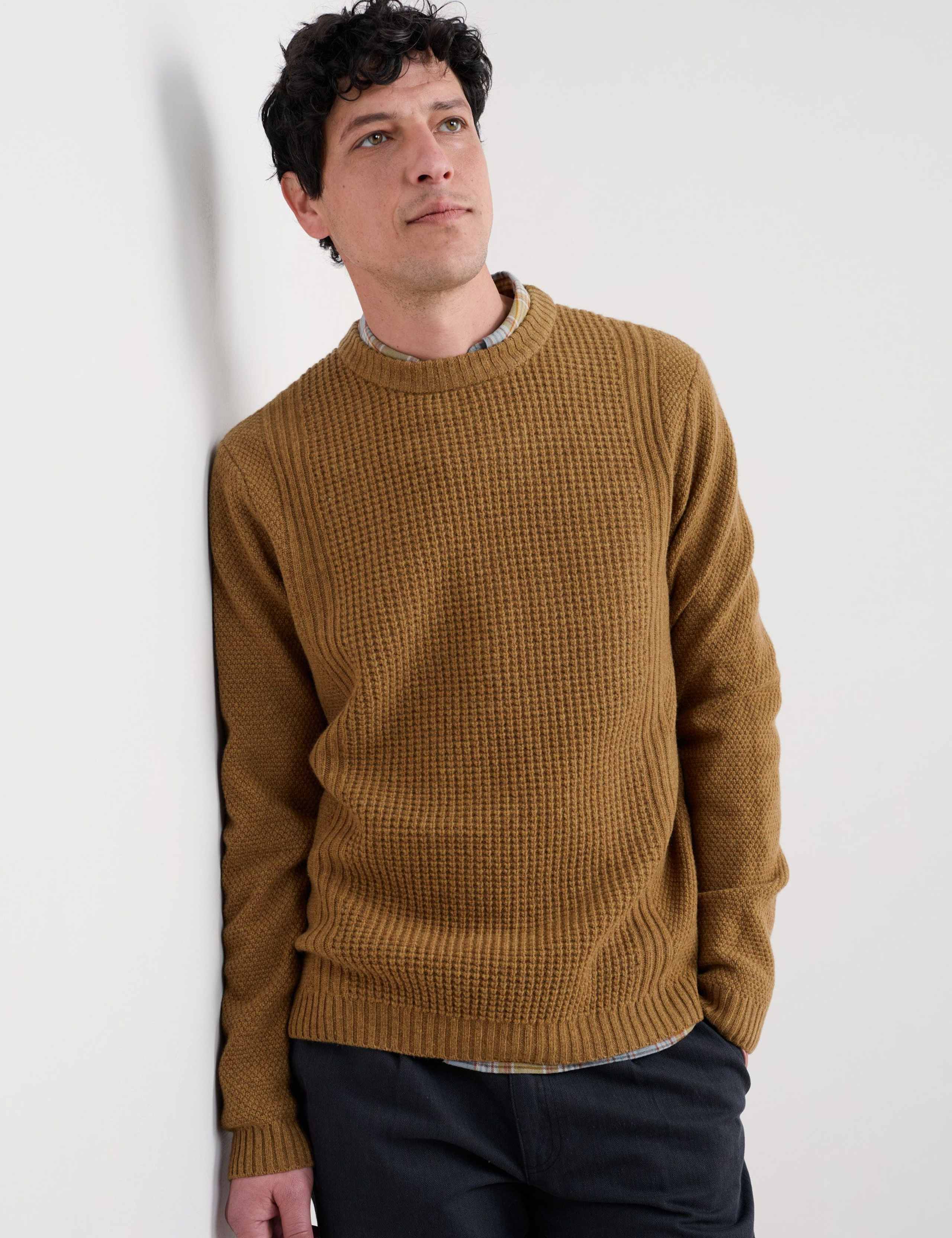 Lambswool Rich Textured Crew Neck Jumper 3 of 6