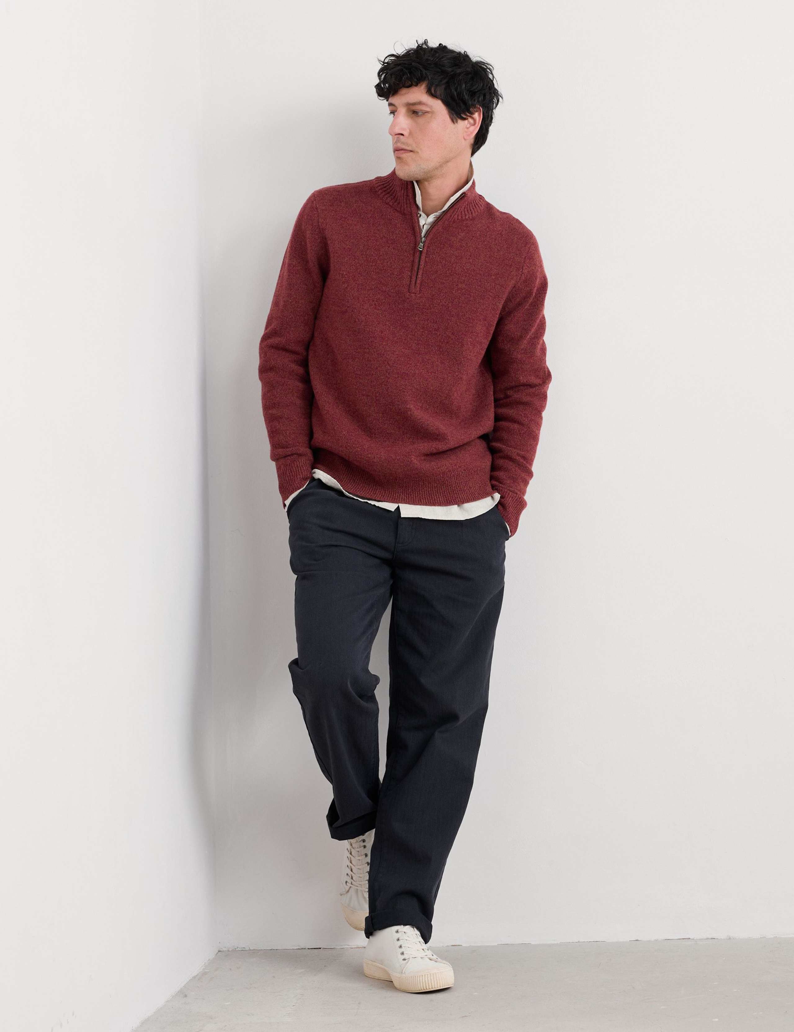 Lambswool Rich High Neck Half Zip Jumper 1 of 5