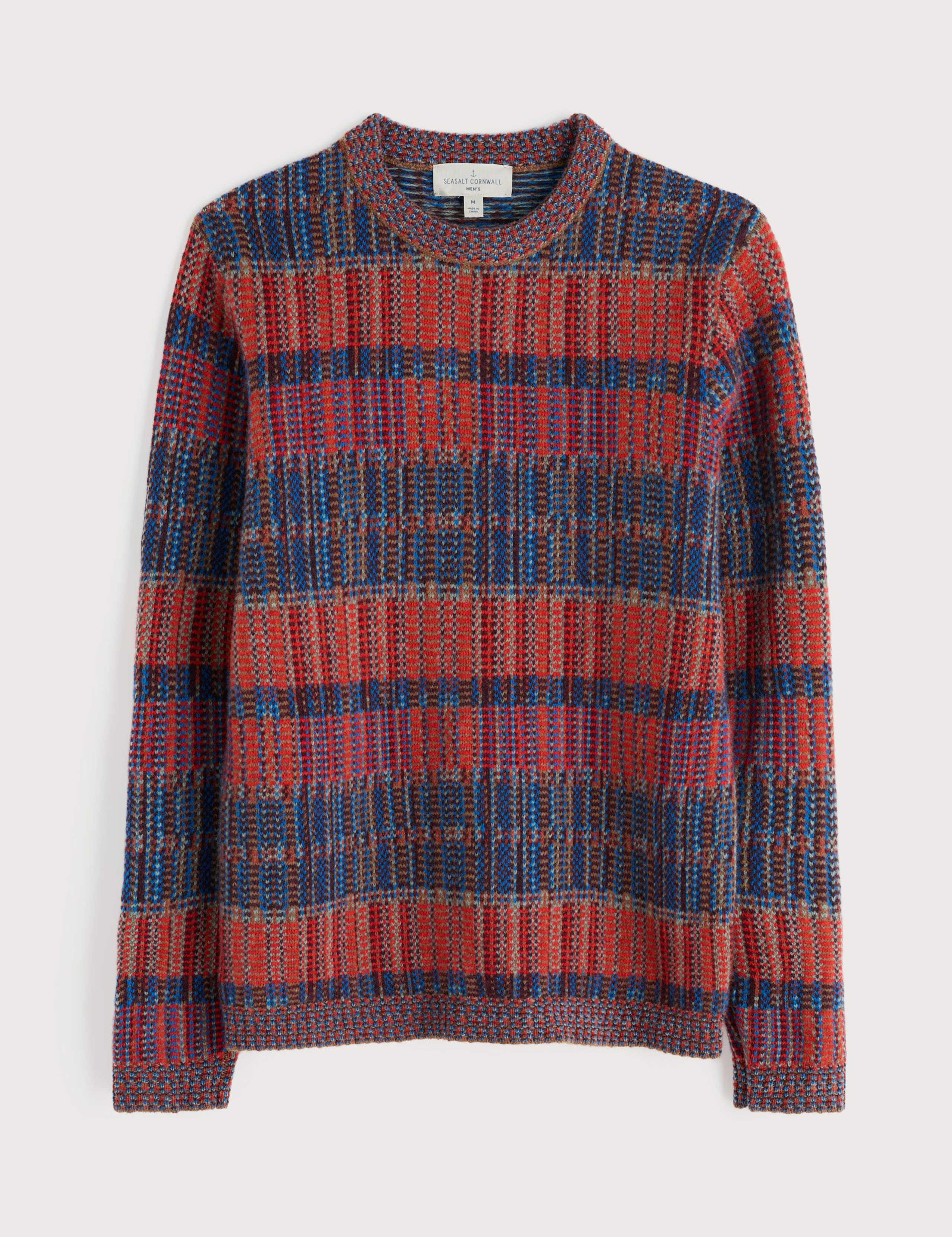 Lambswool Rich Checked Crew Neck Jumper 2 of 5