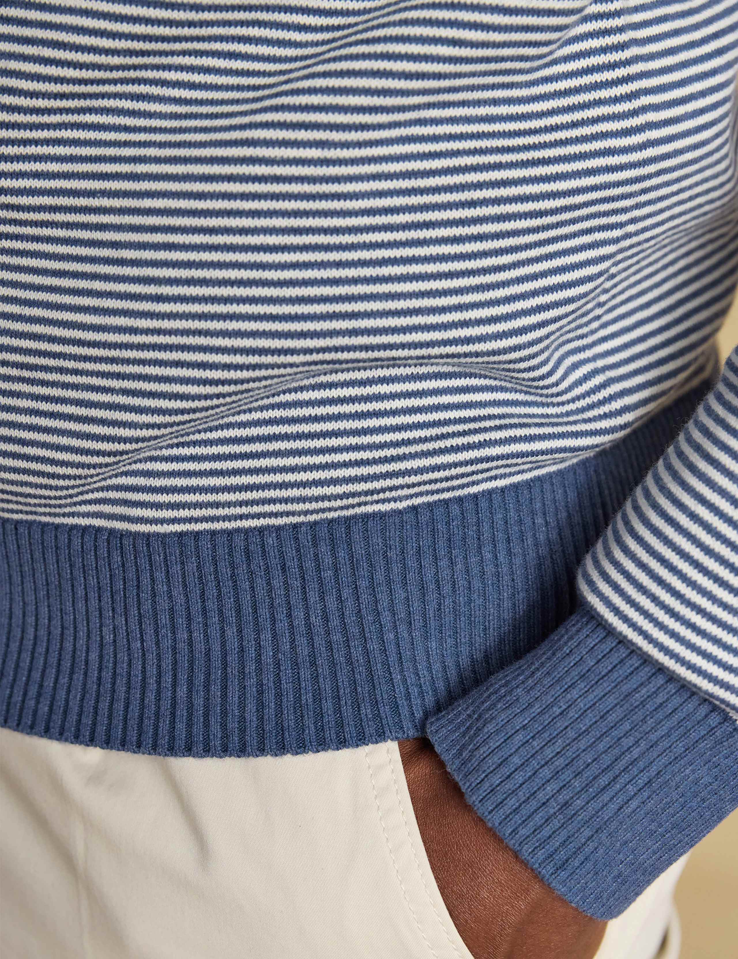 Pure Cotton Striped Quarter Zip Jumper 3 of 8