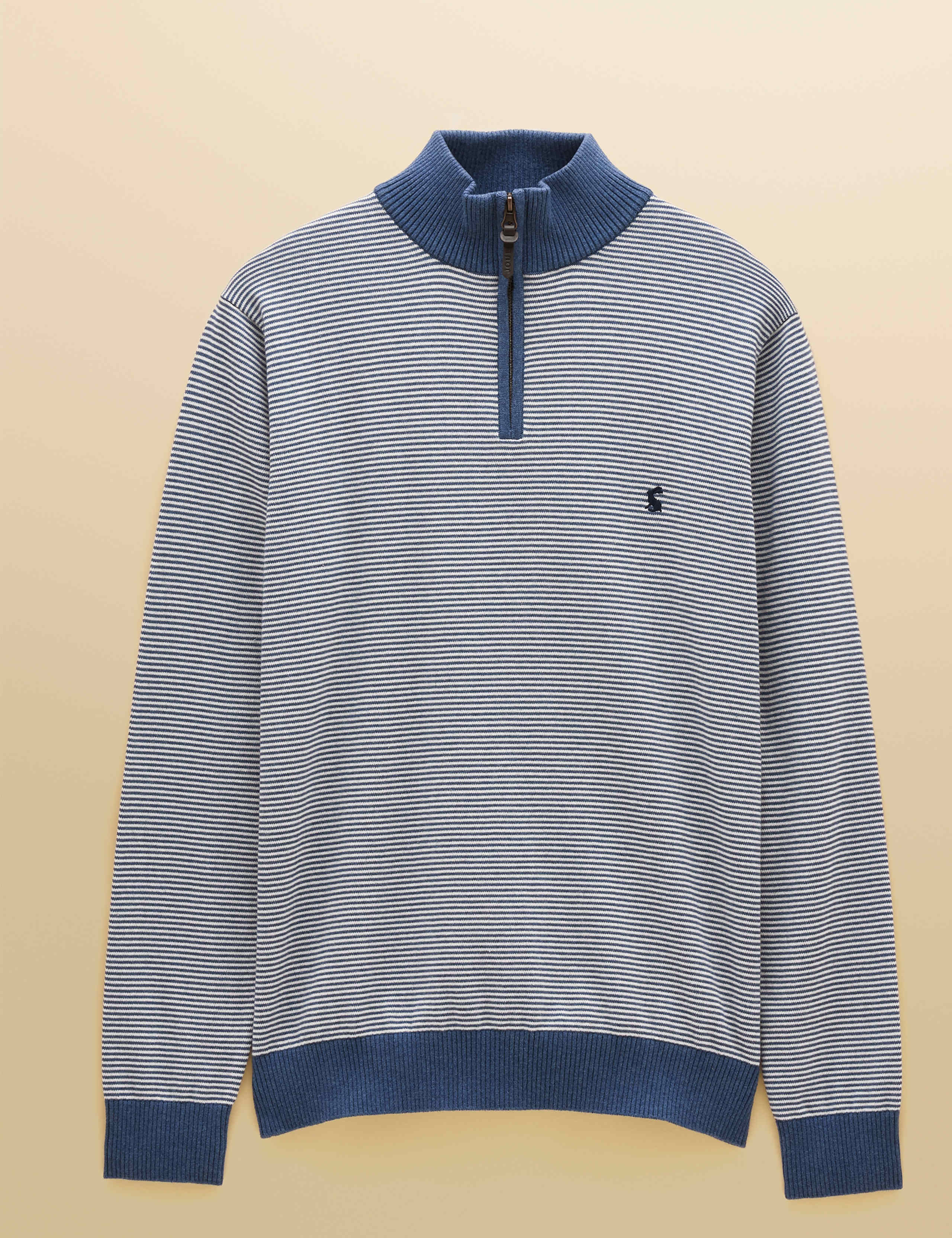 Pure Cotton Striped Quarter Zip Jumper 2 of 8
