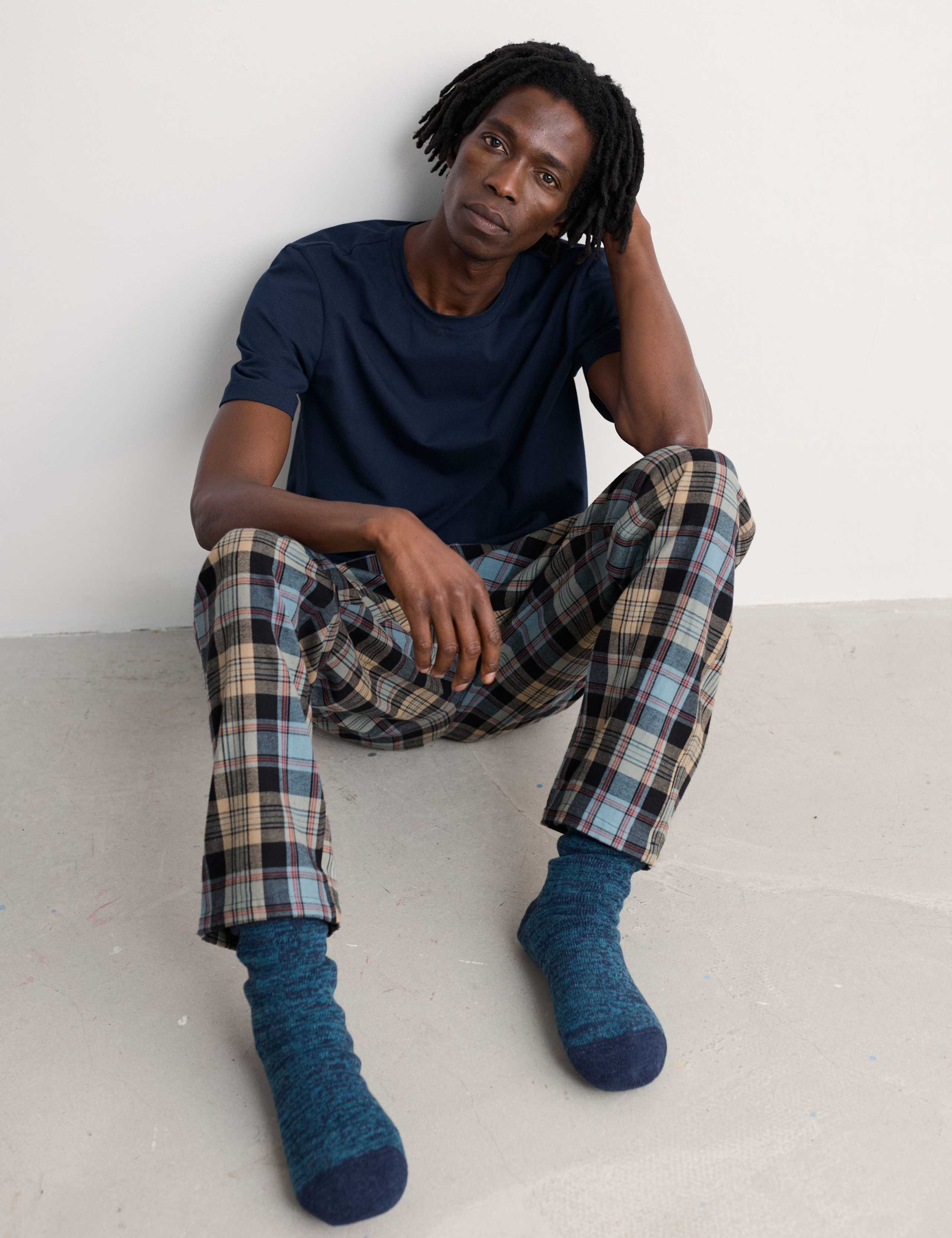 Pure Cotton Checked Pyjama Bottoms 3 of 5